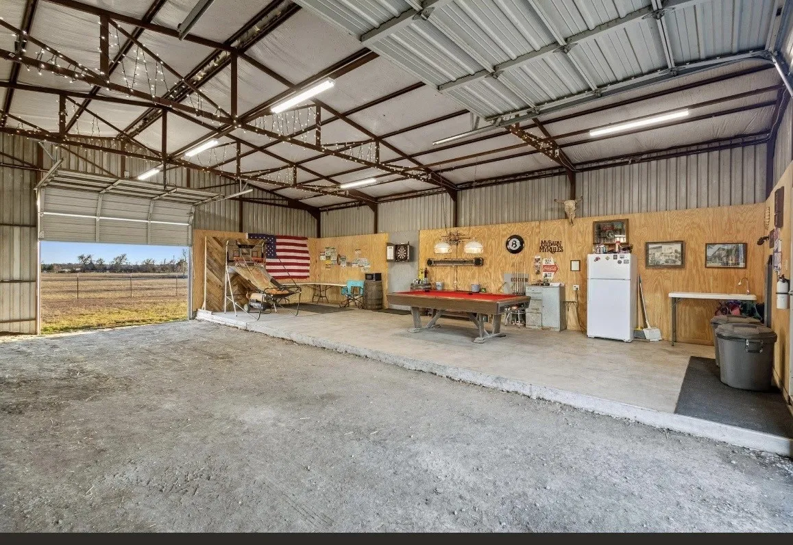 Party area of the barn is on concrete