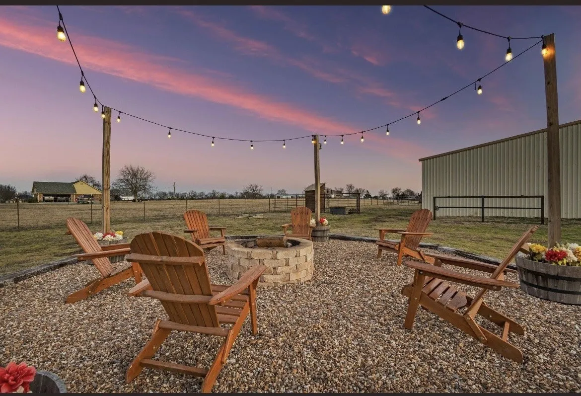 Lovely firepit by barn