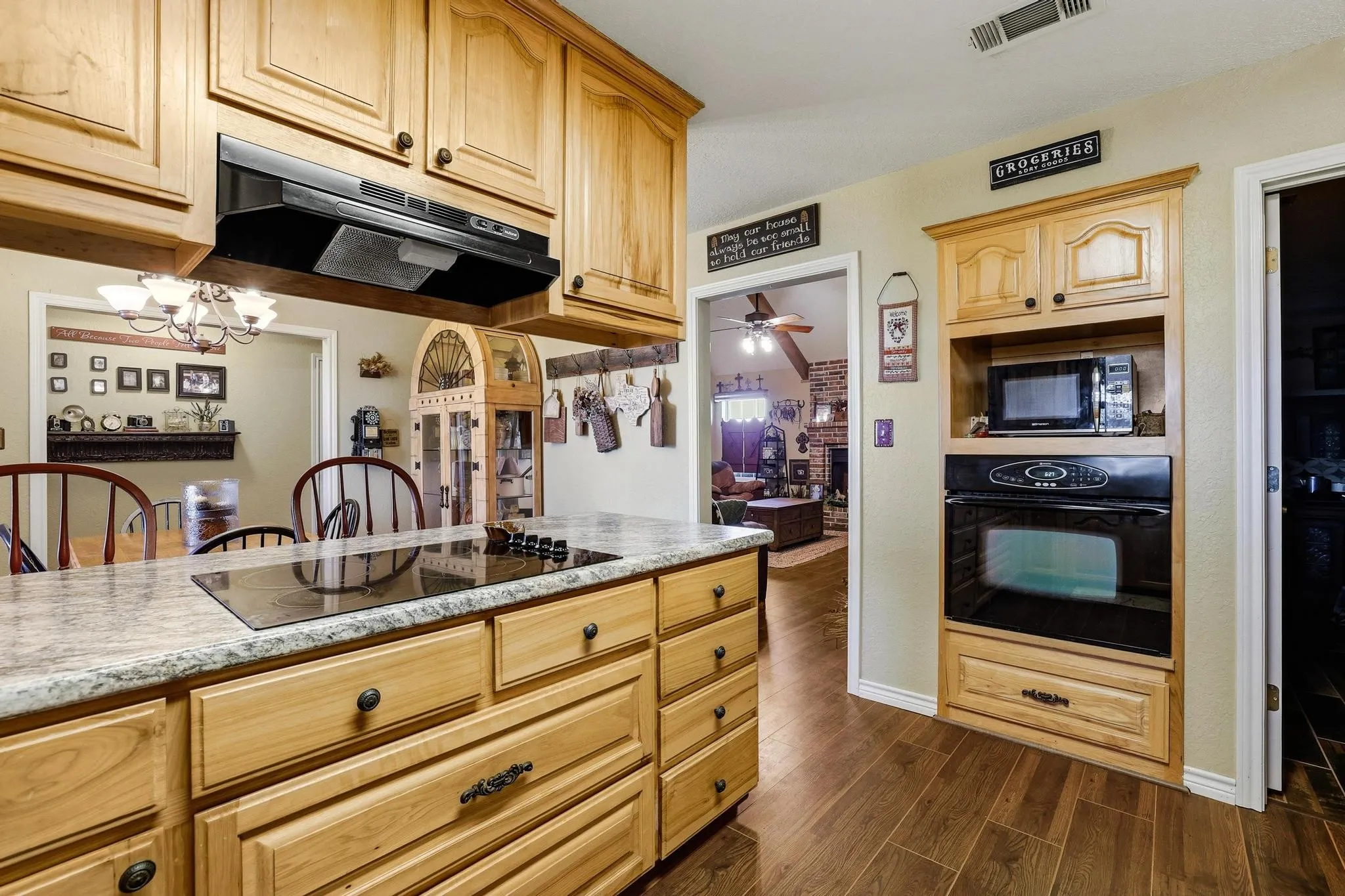Kitchen by the dining and living rooms
