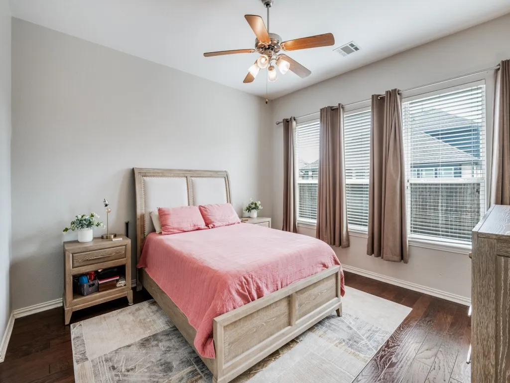 The main bedroom can comfortably accommodate a king-sized bed.