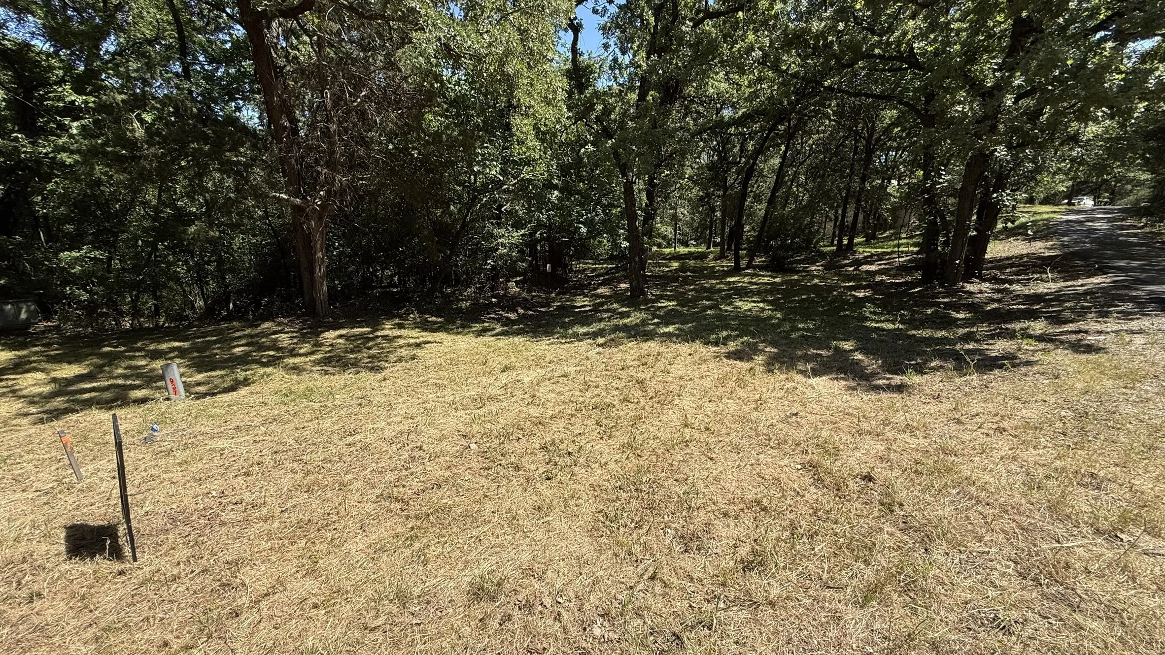 Land parcel featuring existing tree cover and a graded, cleared area