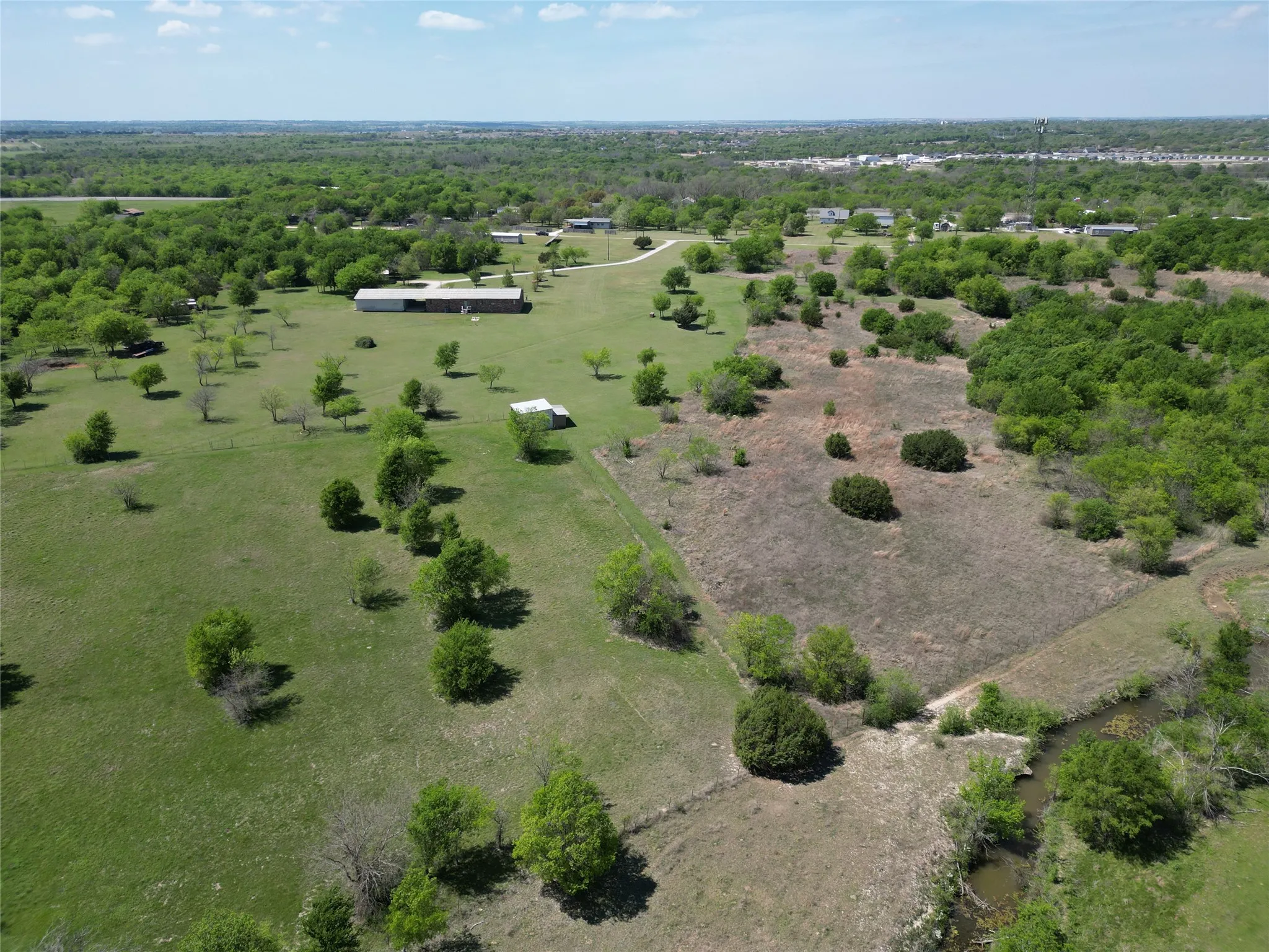 Aerial view of sparsely populated area
