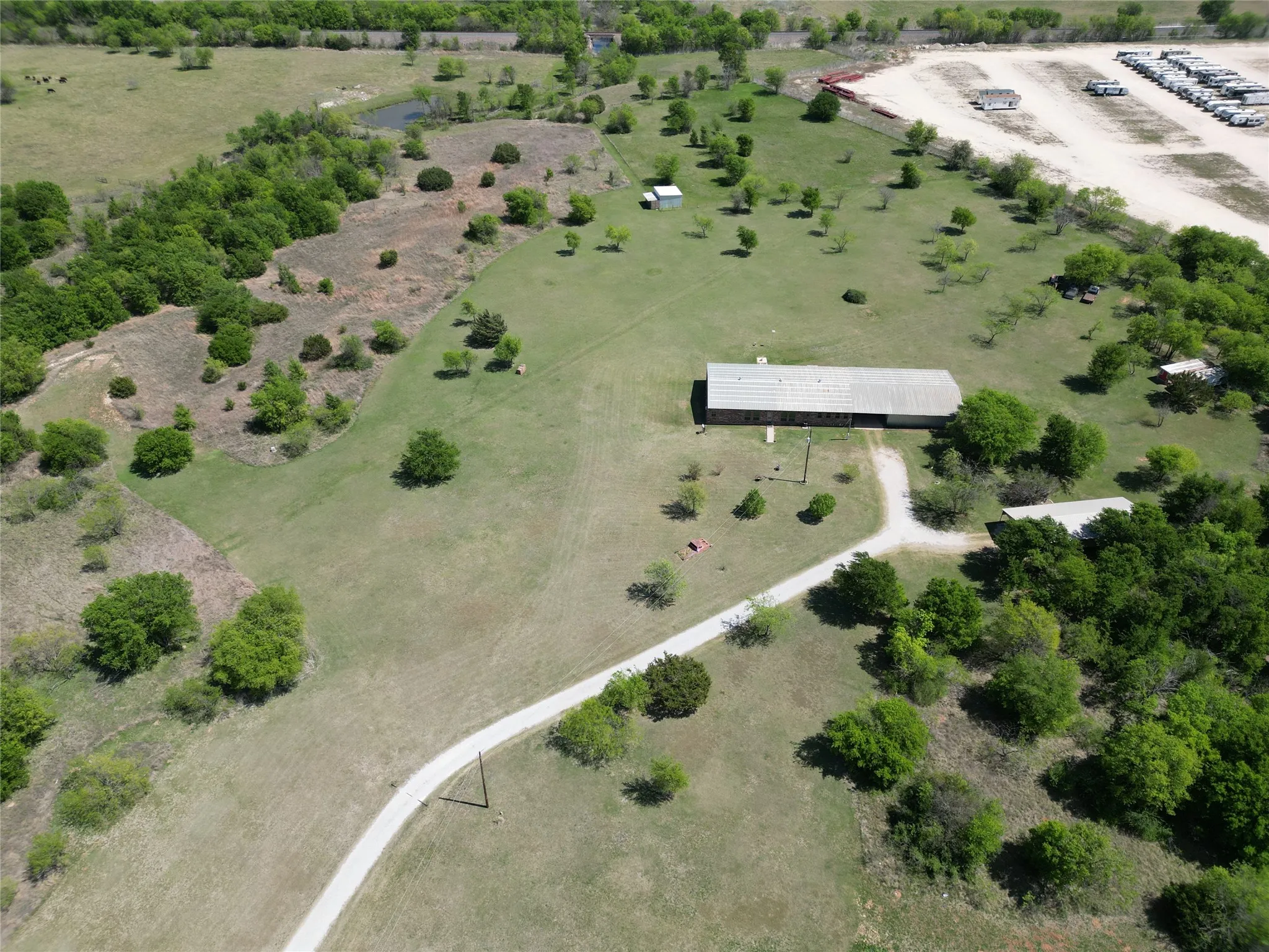 Aerial view of sparsely populated area