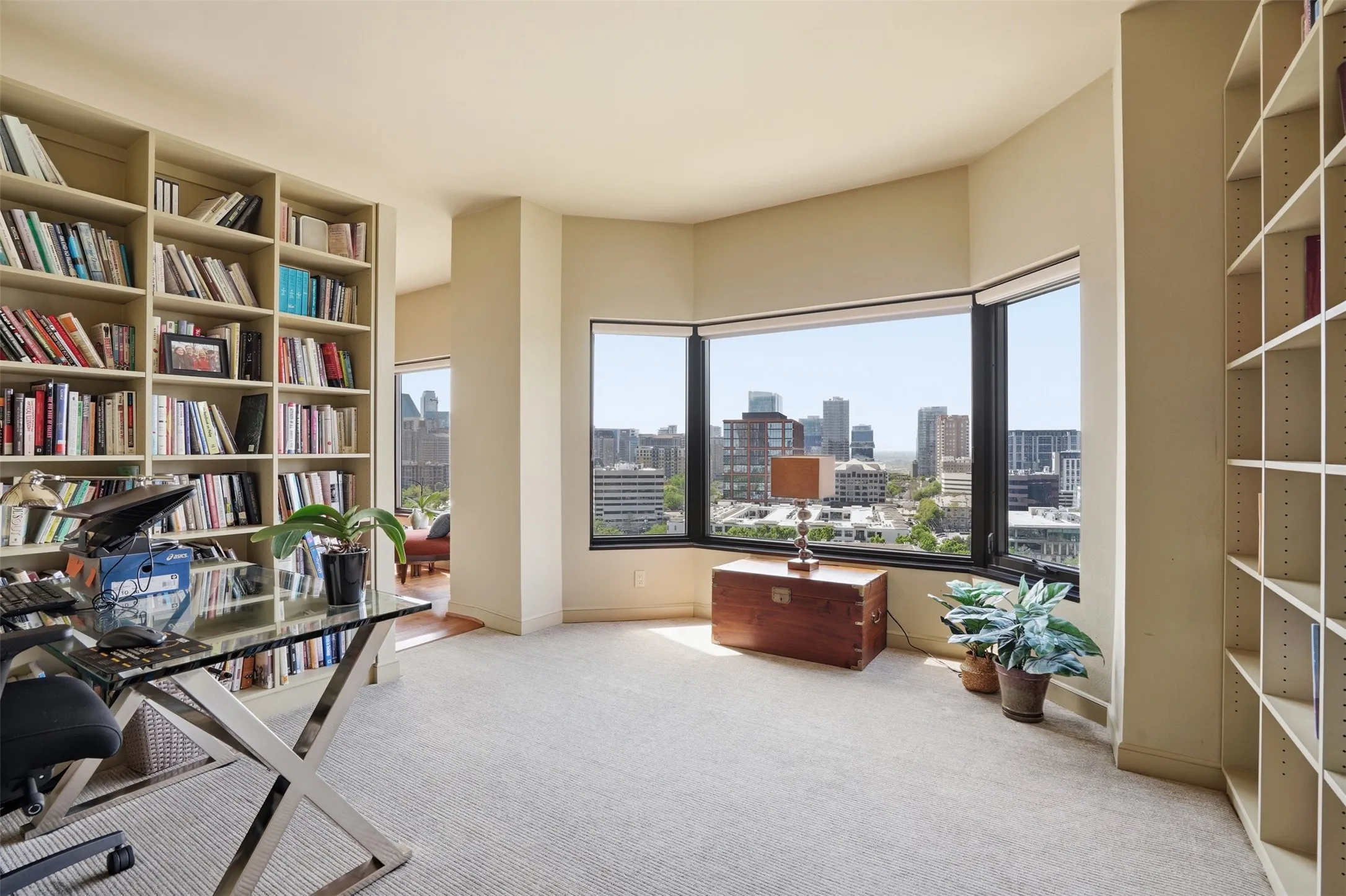 Office space or convert into a 3rd bedroom, featuring skyline views.
