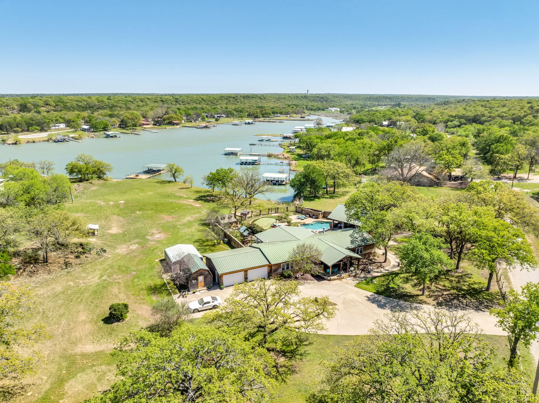 Drone / aerial view of a nearby body of water