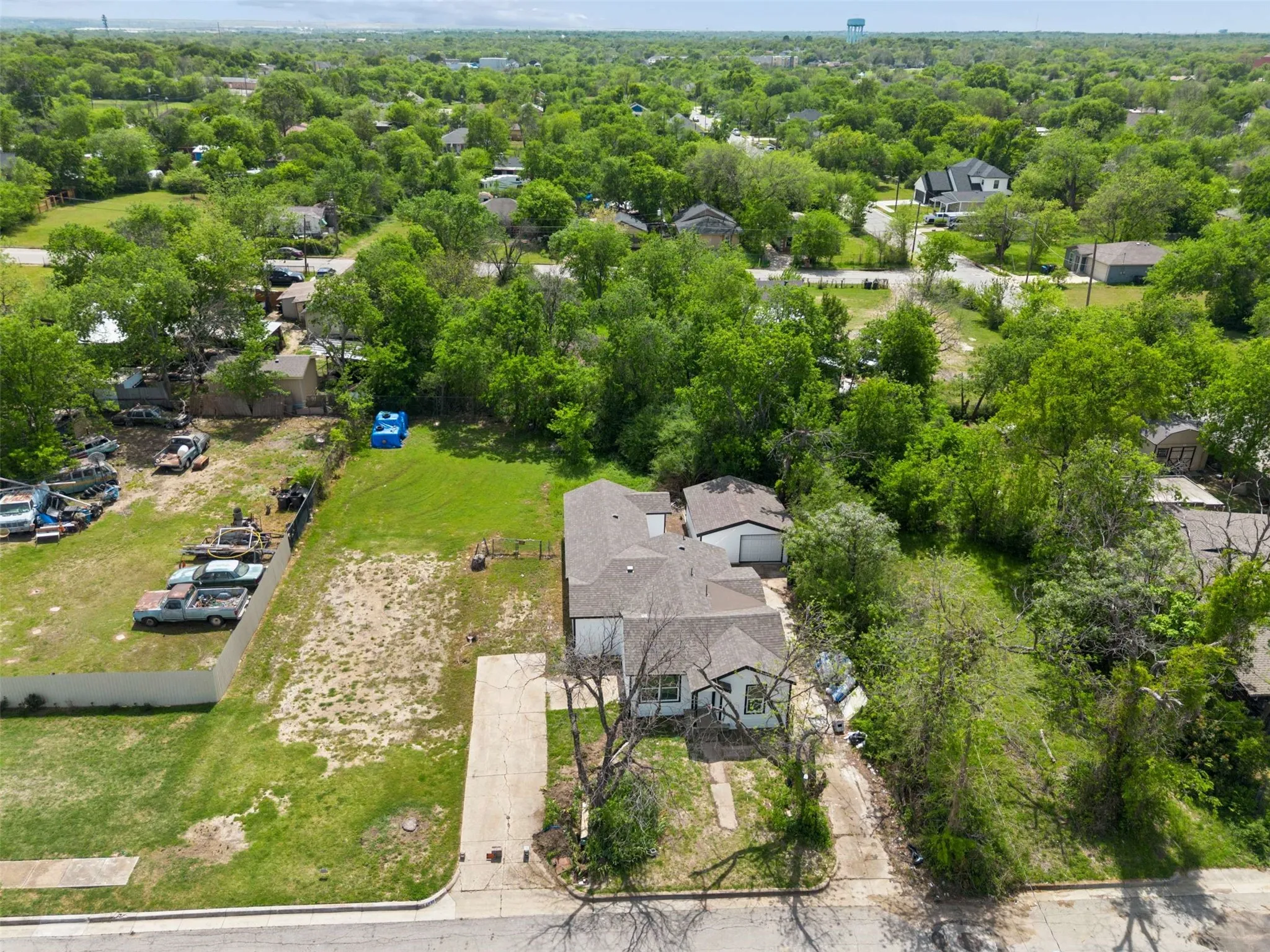 Aerial perspective of suburban area