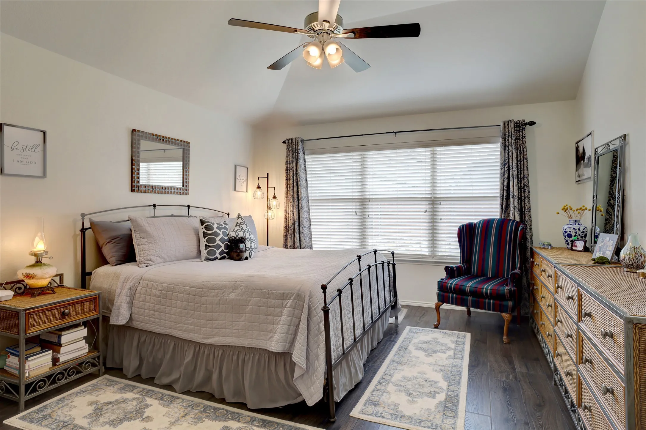 Primary Bedroom with backyard views