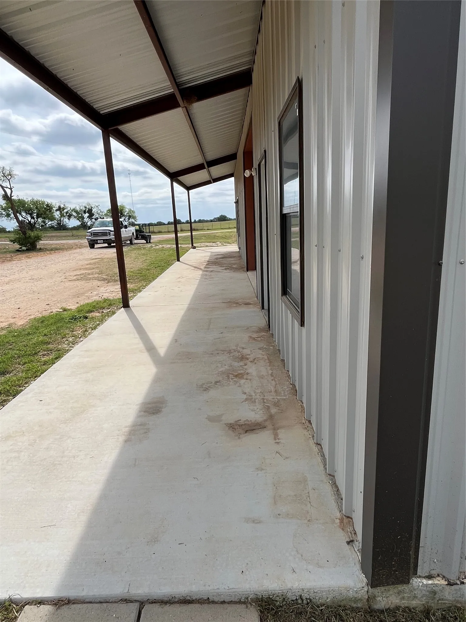 covered patio on workshop