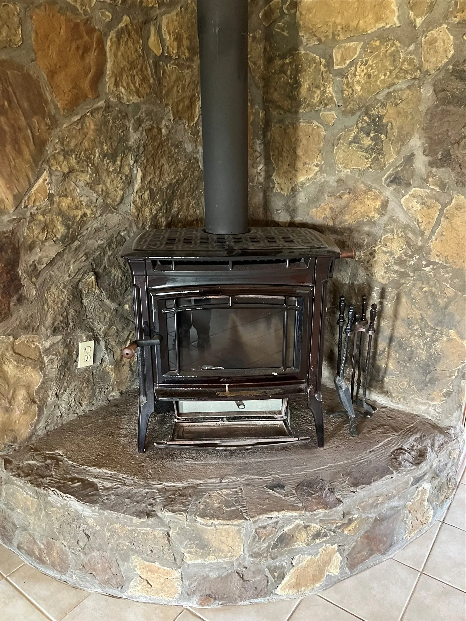 wood stove in living room