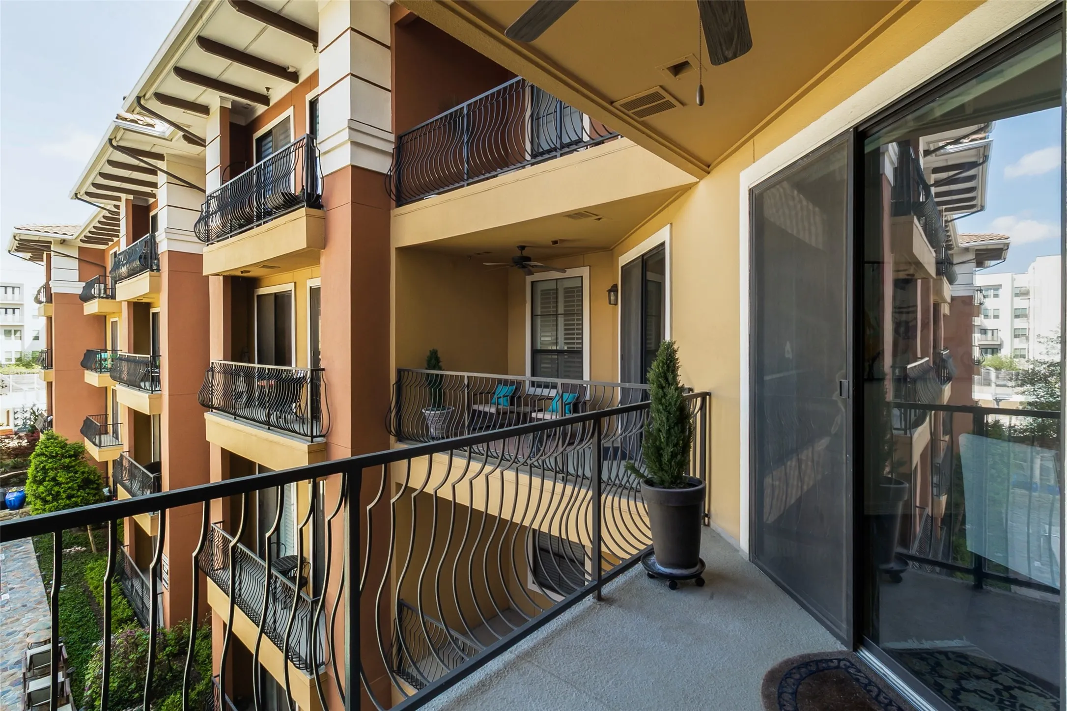 A photo shpwing both of the large balconies this unit has.