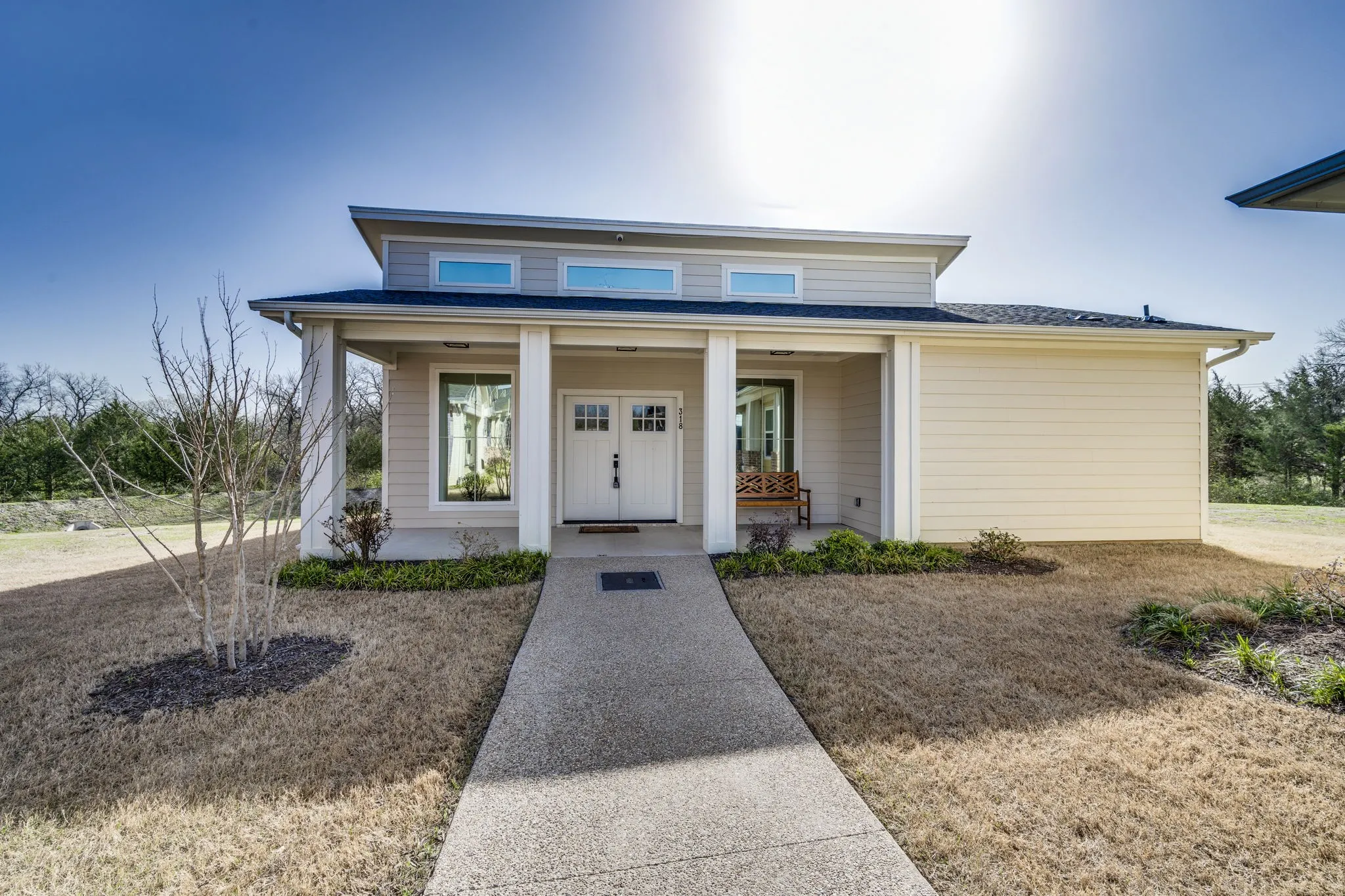 View of front of property featuring covered porch