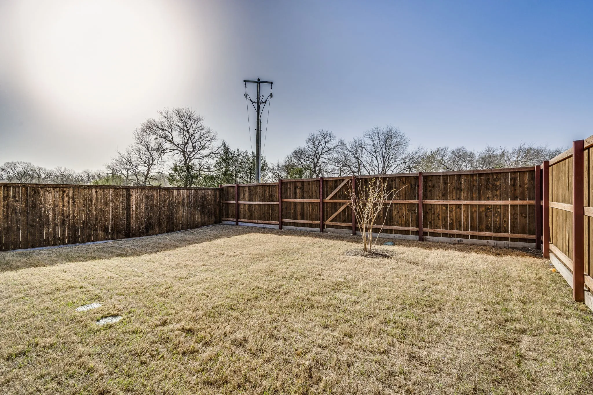 View of fenced backyard