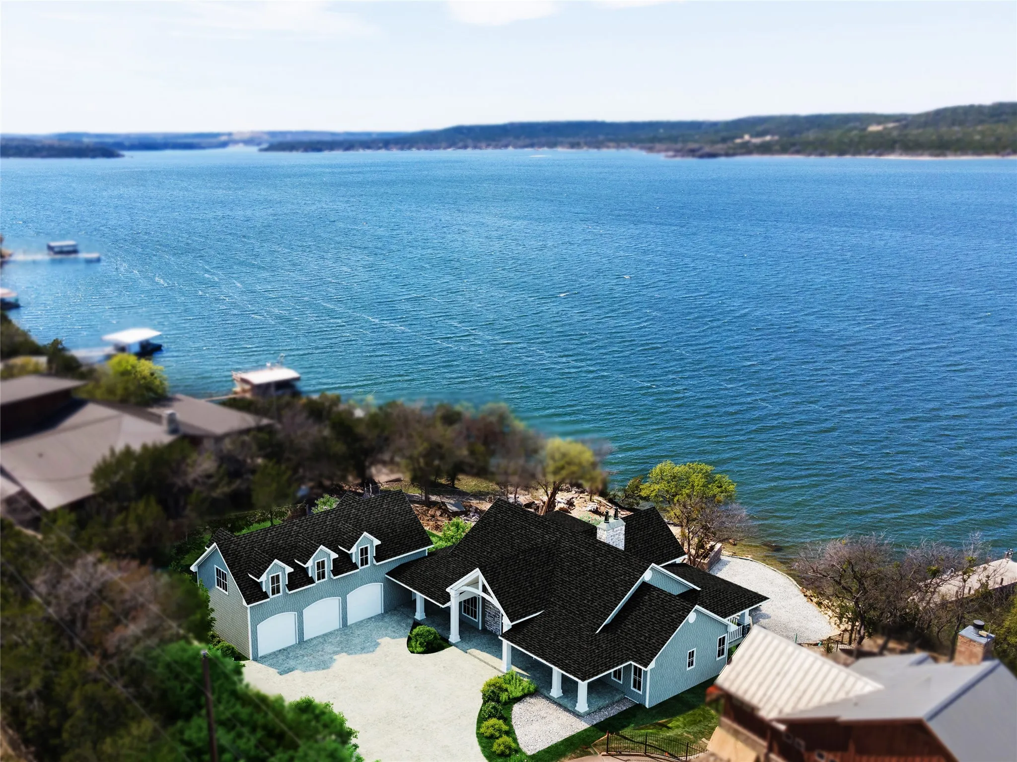 Single Family Residence For Sale in Palo Pinto County , 2441 Upper Burma Road, Possum Kingdom Lake, Texas 76449, 6 Bedroom, 8 Bathroom, 3 Garage spaces, 5,231 Sqft, built in 2026, New Construction - Incomplete, Price $4,400,000, mls#21207192, Real Estate Agent in Possum Kingdom Lake, Homes For Sale in Palo Pinto county, Homes For Sale in Possum Kingdom Lake, Realtor in Possum Kingdom Lake Texas, Real Estate Brokerage Independent Realty Texas, Luminita Cordes Realtor