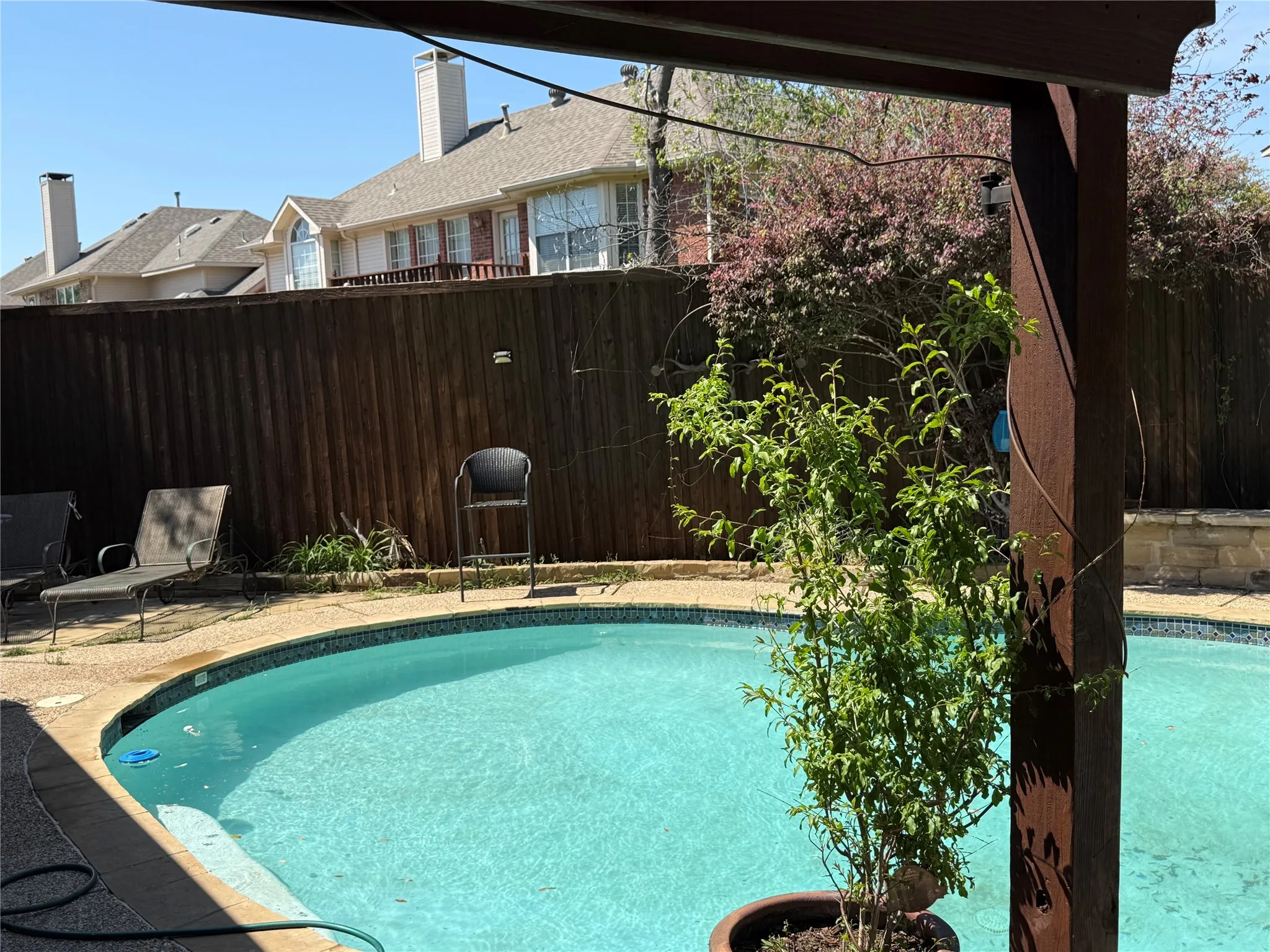 View of pool with a fenced backyard and patio surround