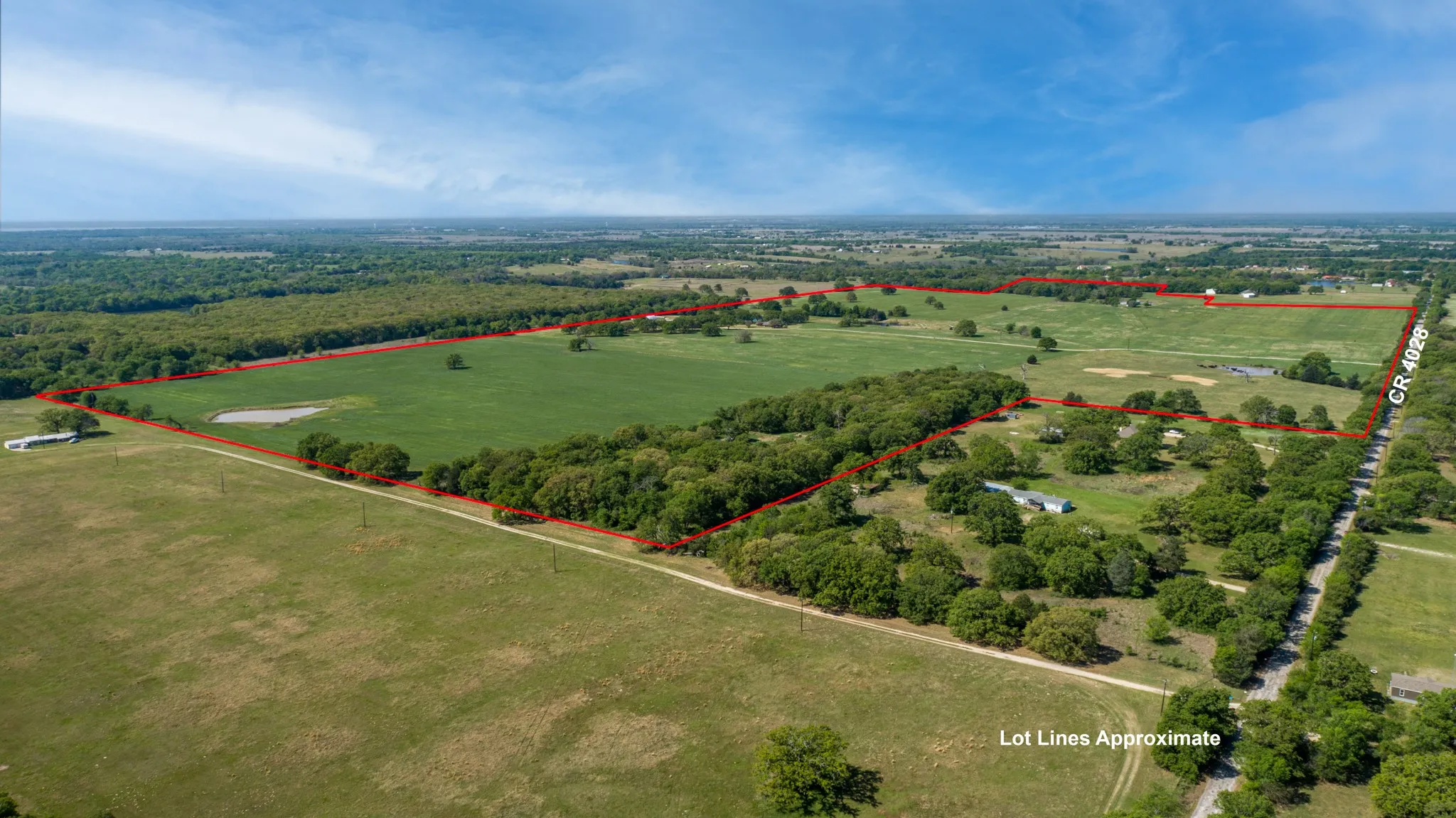 Overview of rural landscape with property boundaries highlighted
