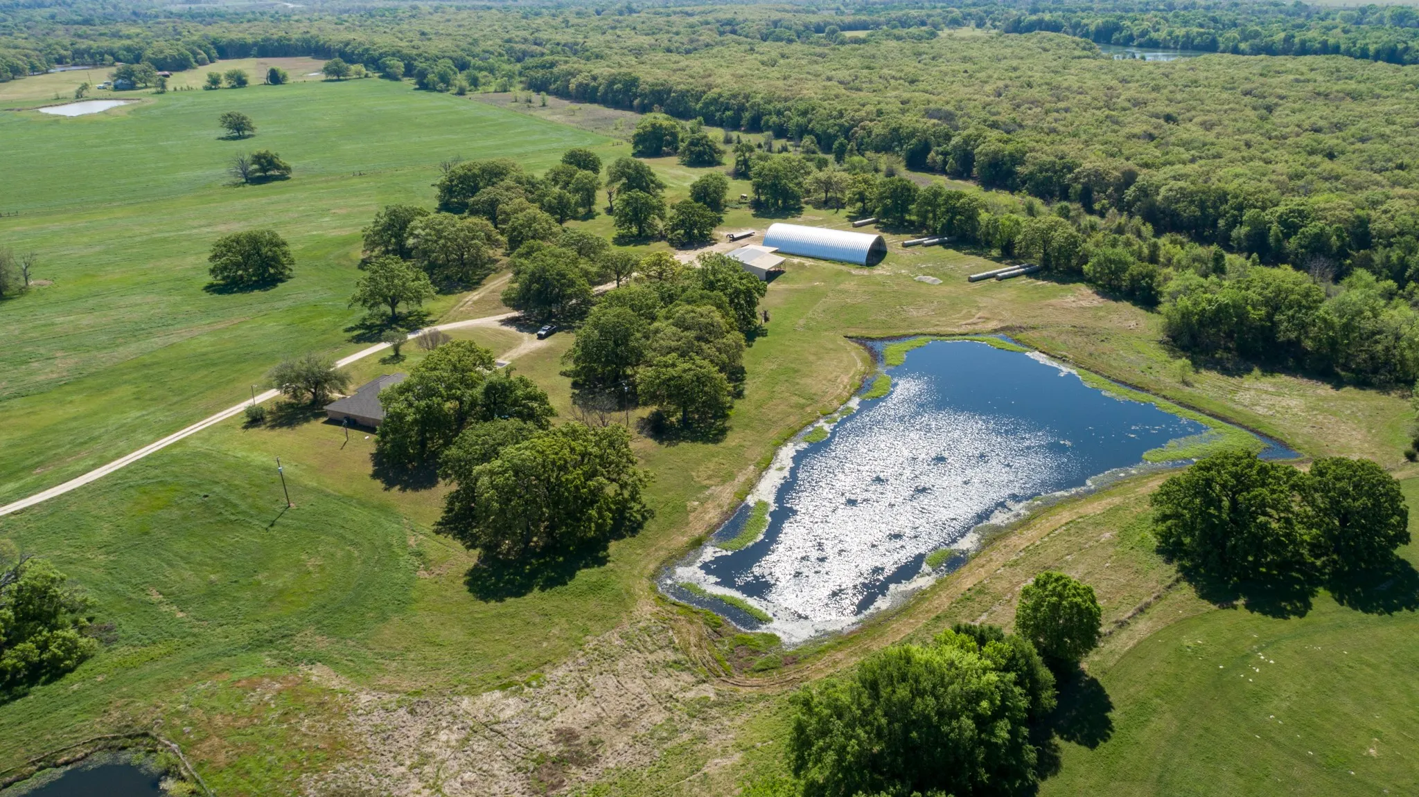 Aerial view of a large body of water