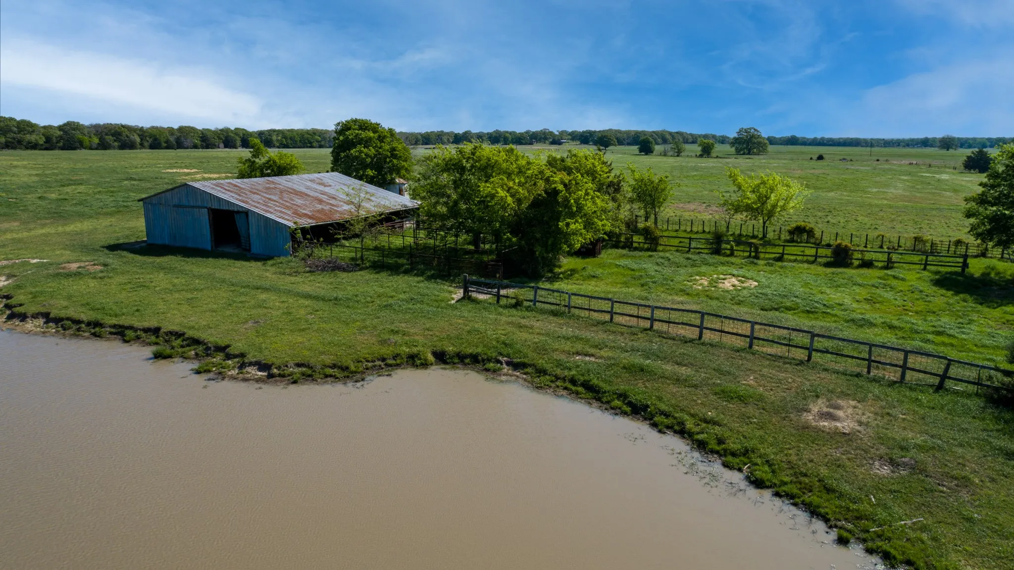 Overview of rural landscape featuring agricultural land