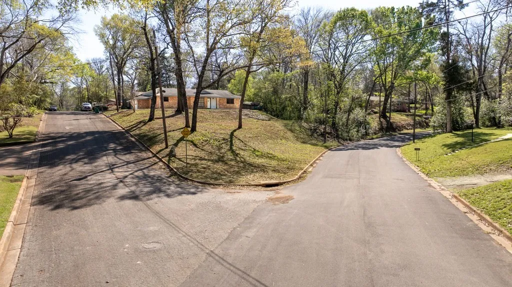 View of asphalt street with curbs