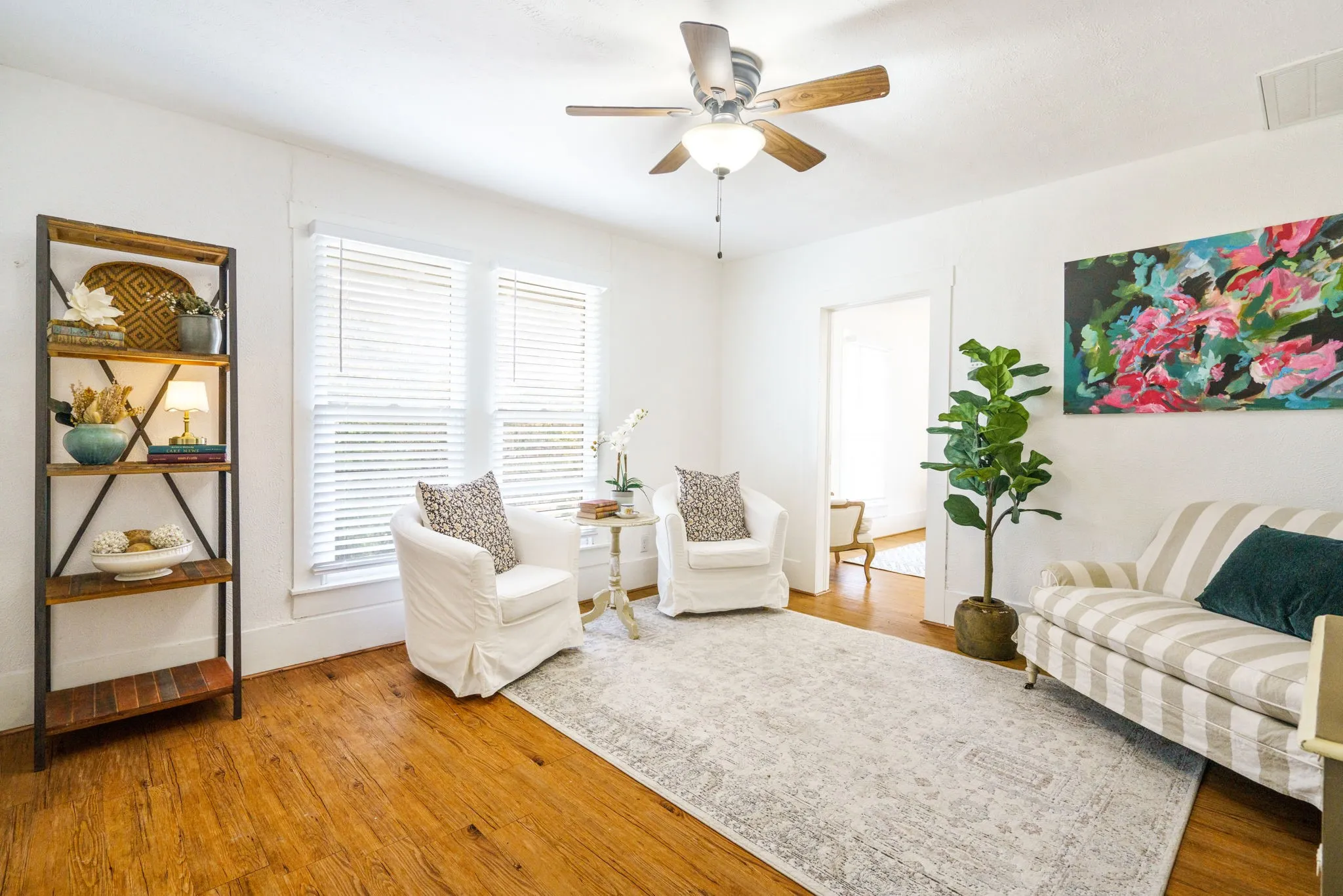 Interior living space from one of eight apartments, underscoring the value of having multiple units—ideal for a boutique hotel, bed and breakfast, long-term rentals, or nonprofit housing for multiple families.