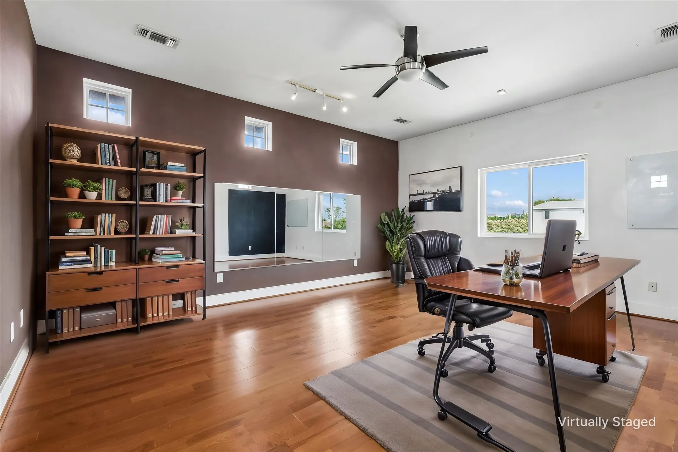 Bonus room virtually staged as an office.