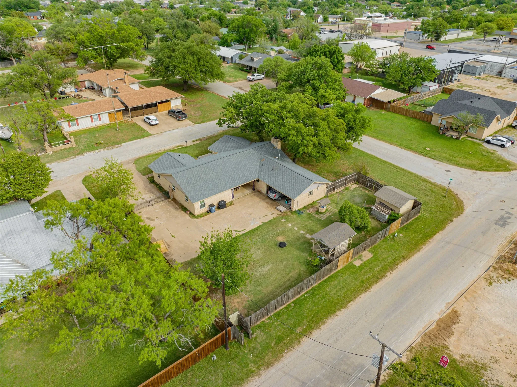 Aerial view of residential area