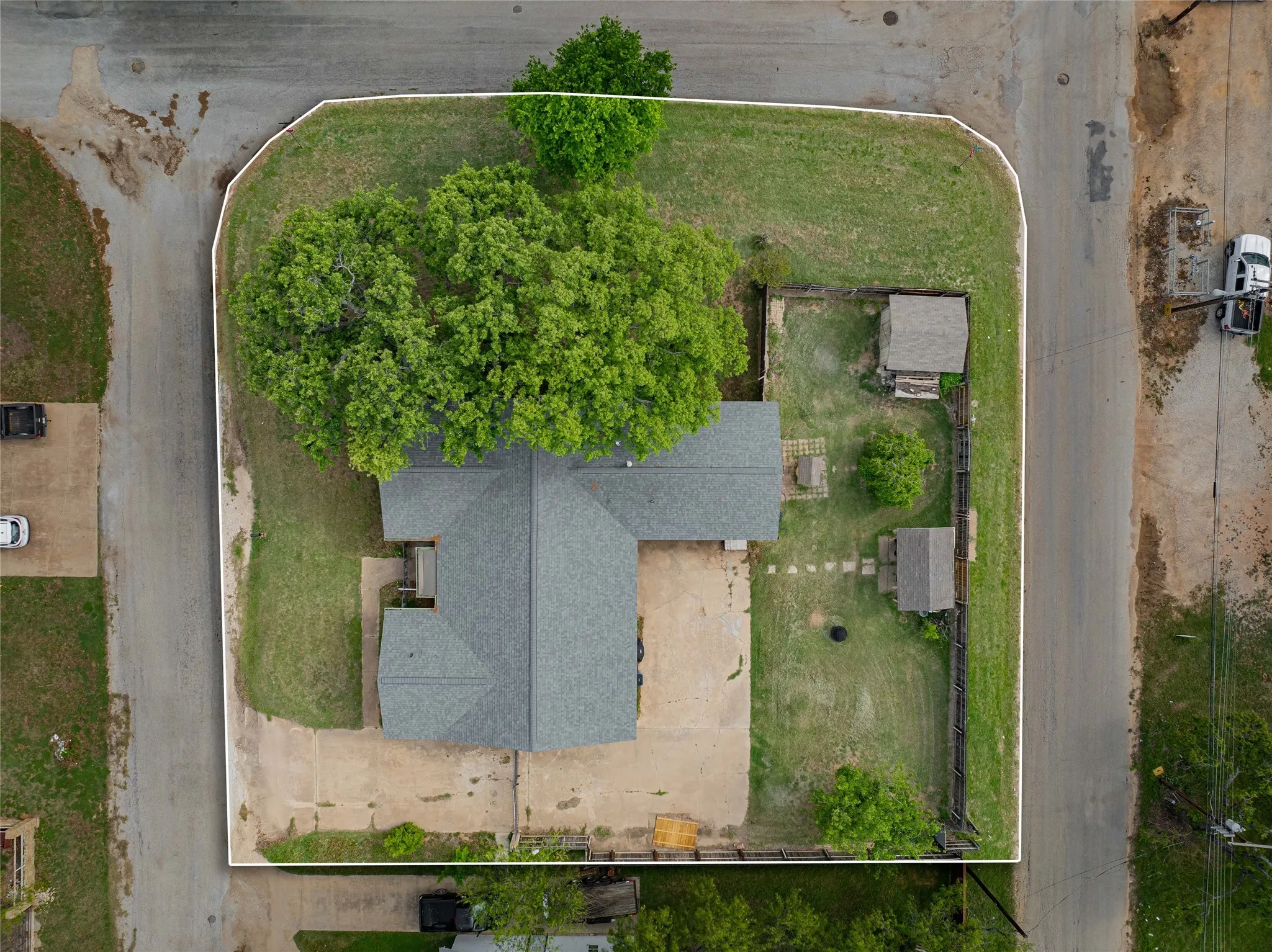 Aerial view of property's location featuring property boundaries highlighted