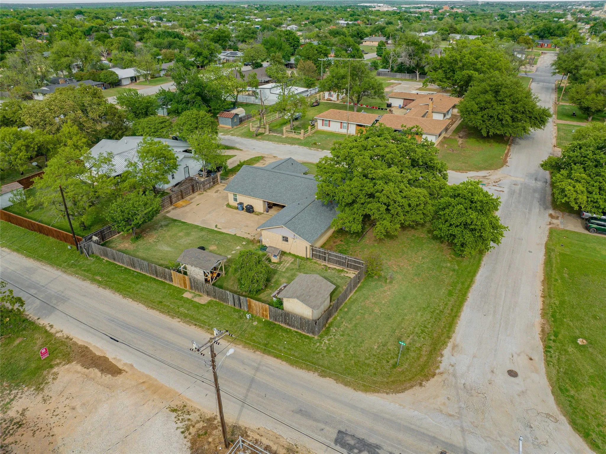 Aerial perspective of suburban area