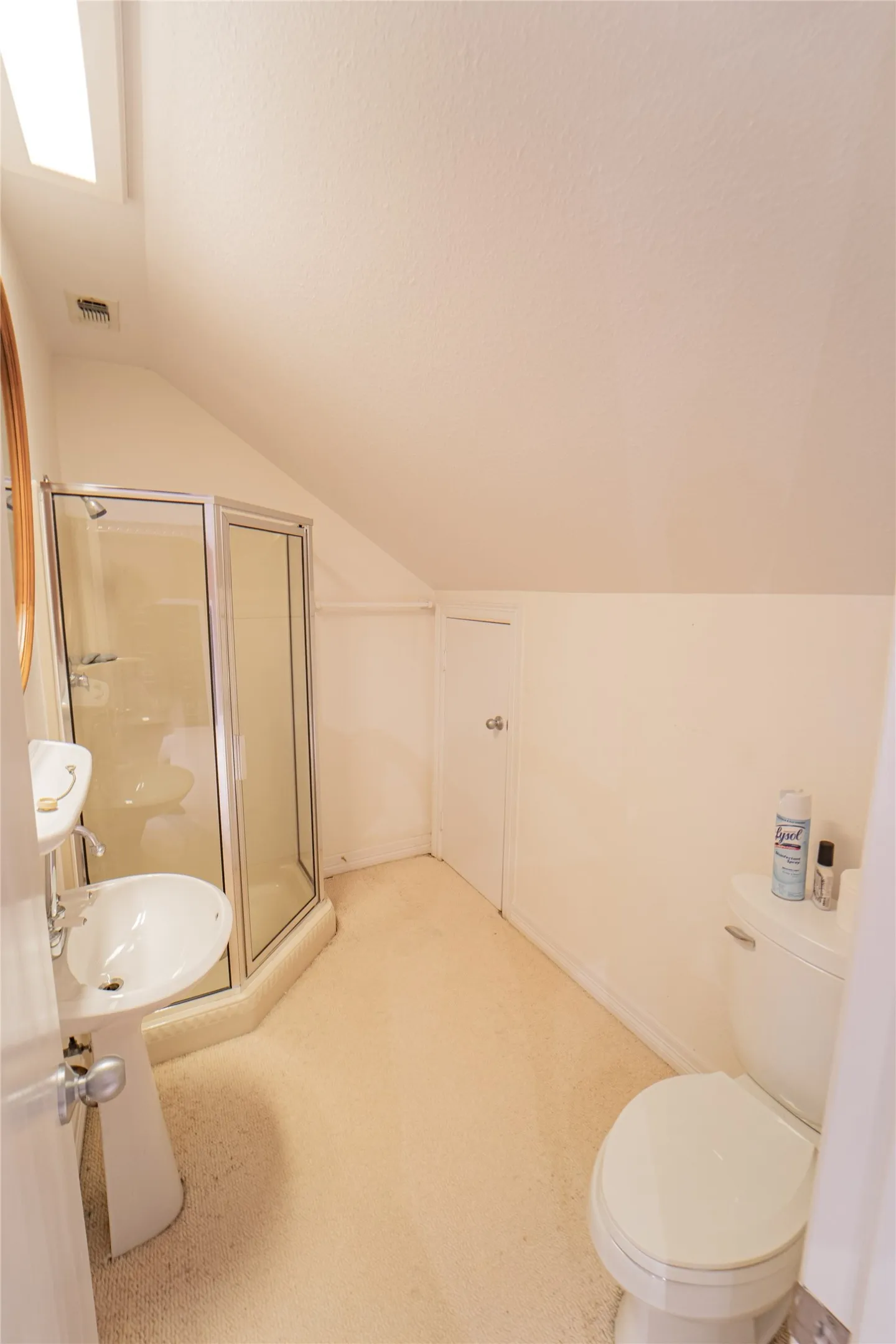 Bathroom with toilet and a shower stall