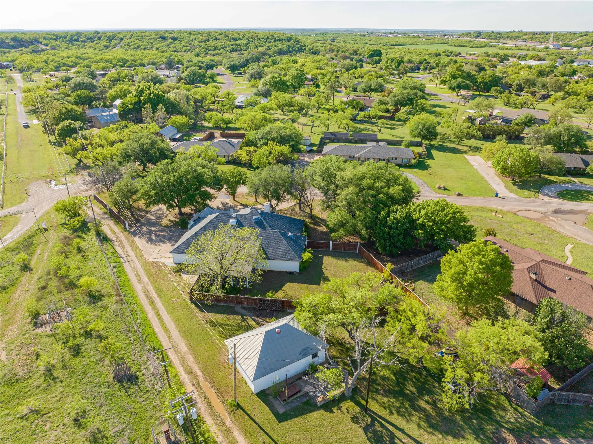Aerial view of residential area