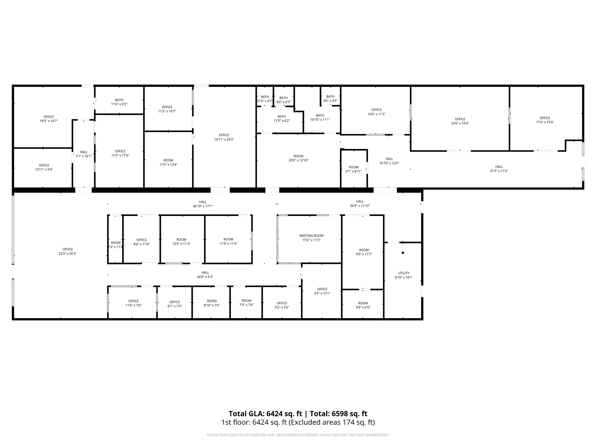 Floorplan of the office space. Garage not in floorplan