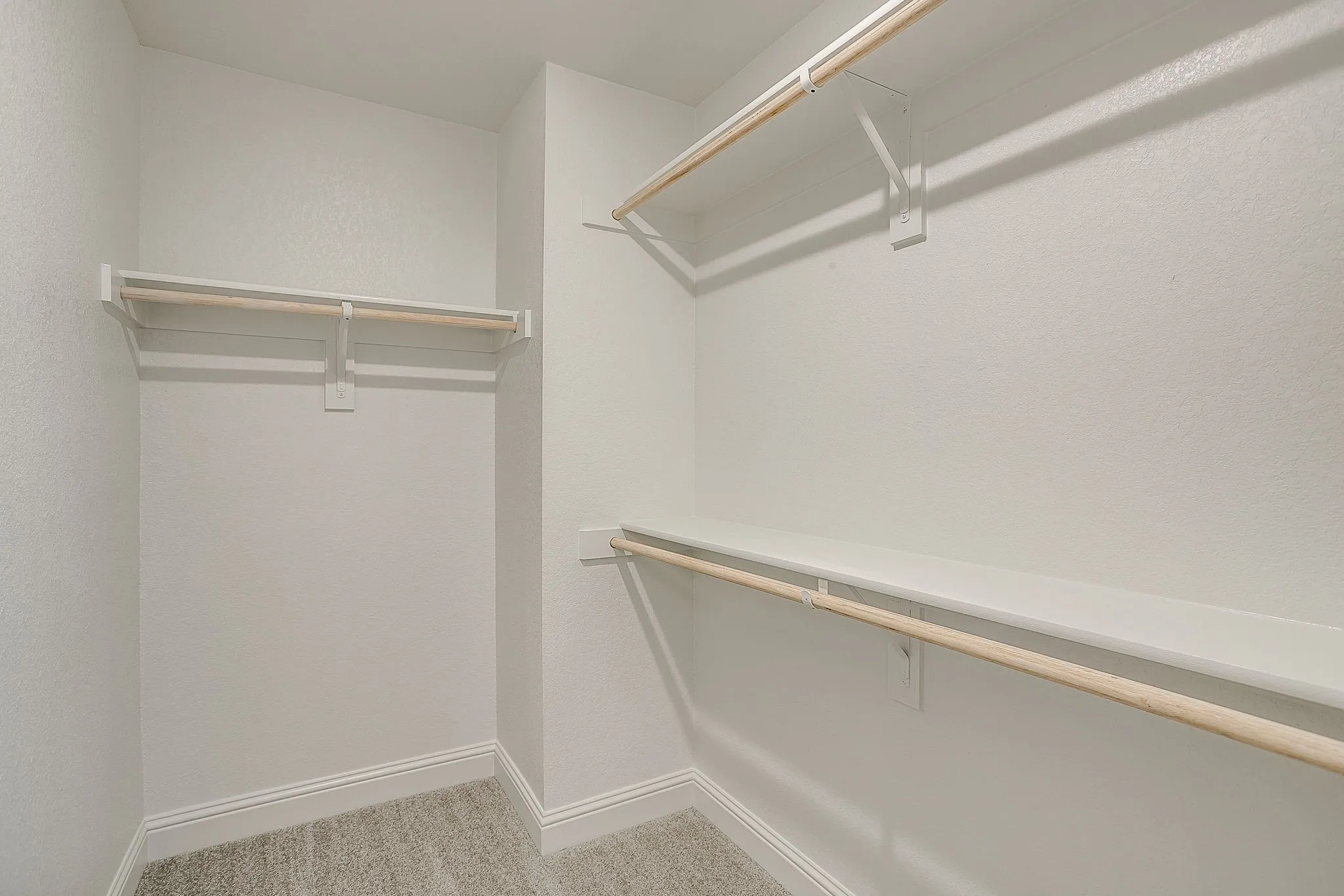 Walk in closet featuring light carpet