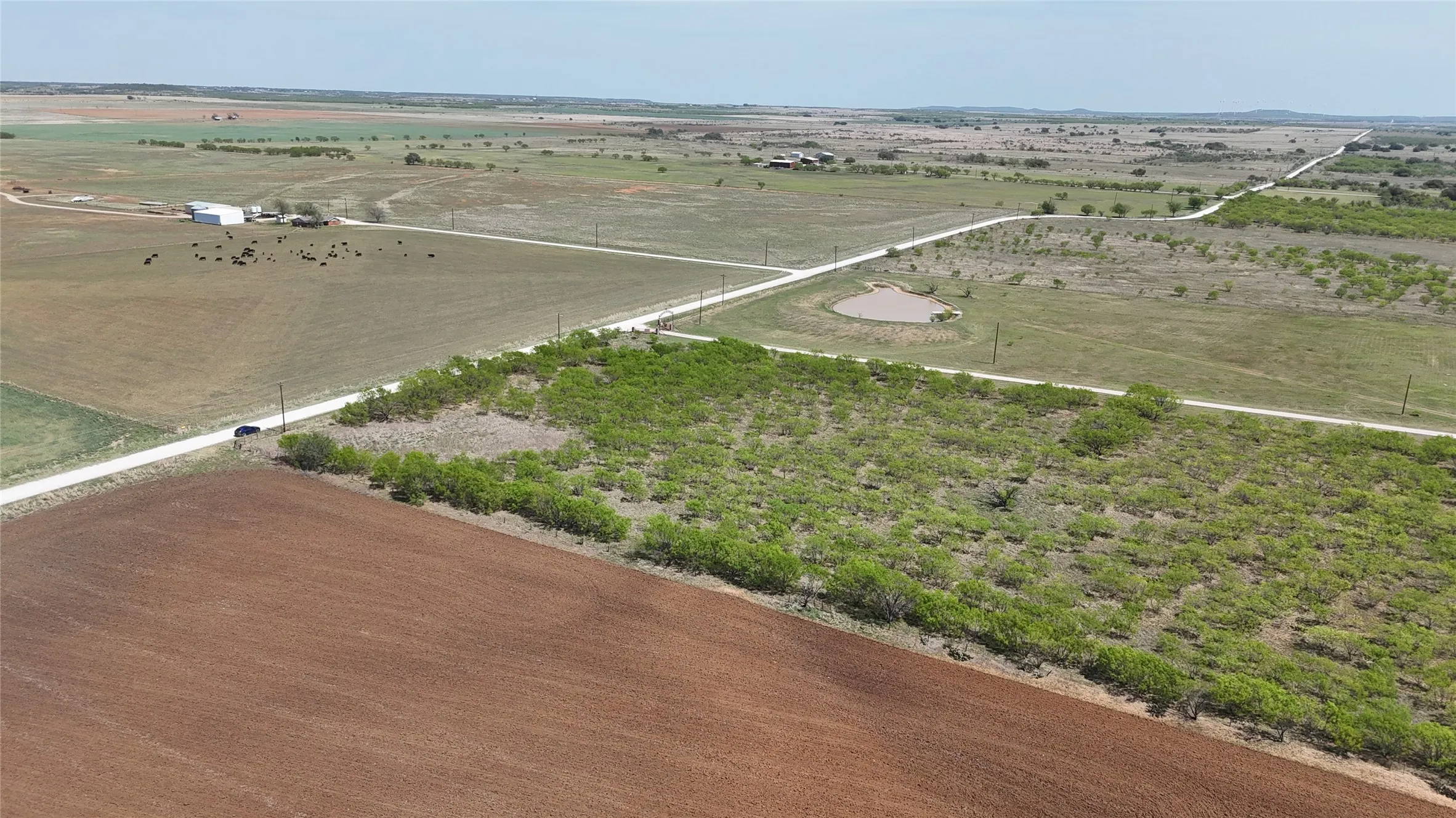 Aerial view of sparsely populated area