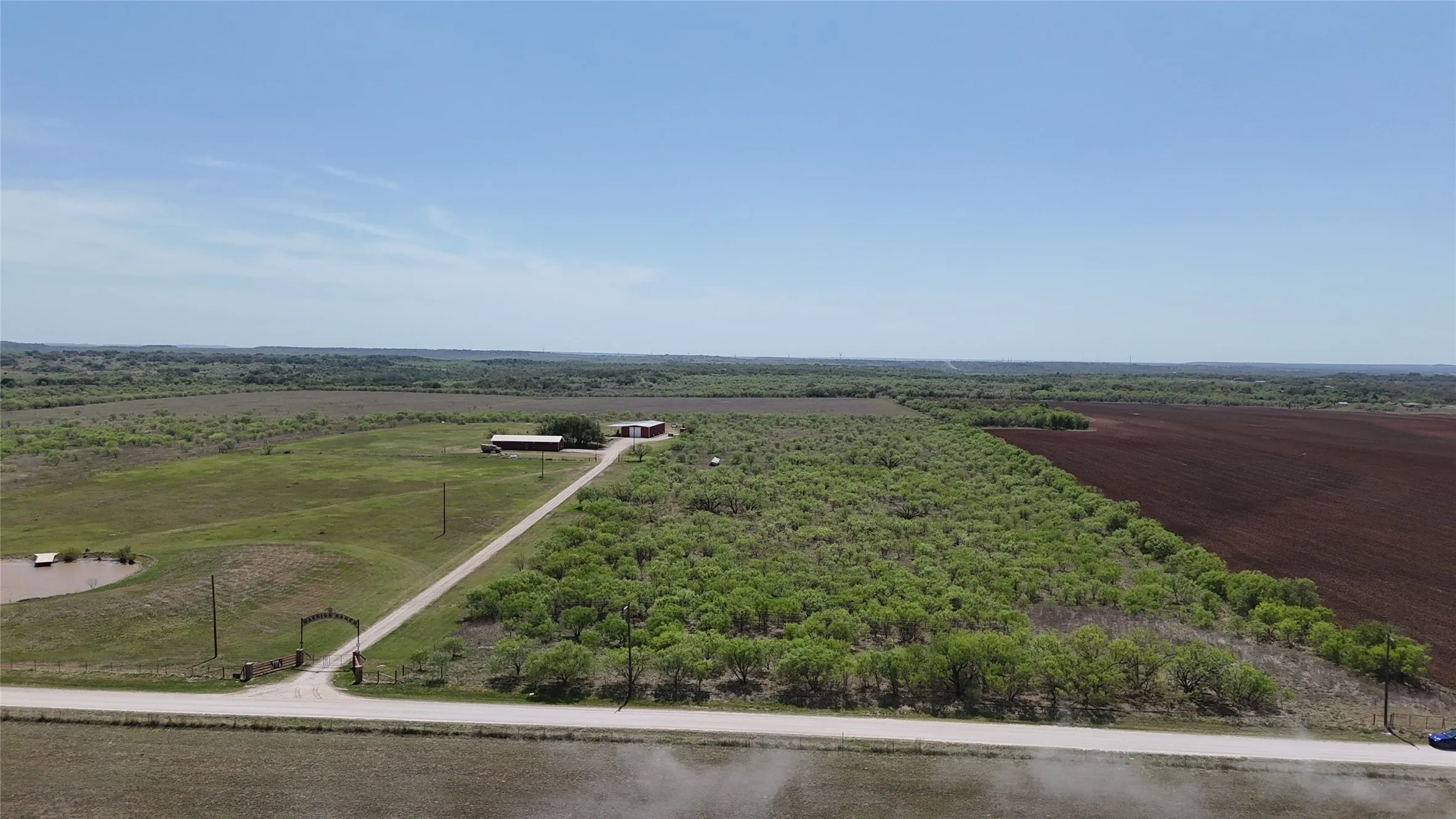 Aerial view of sparsely populated area