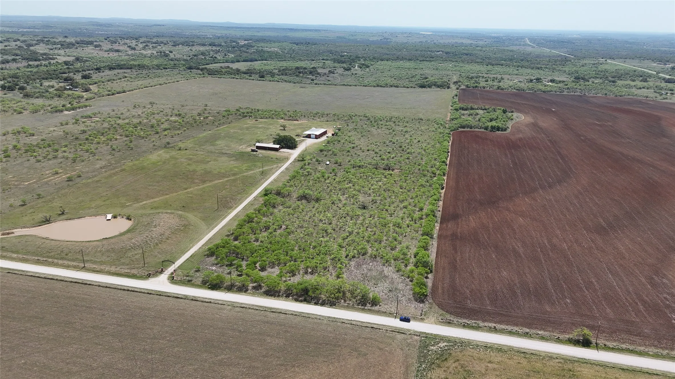 Aerial view of sparsely populated area