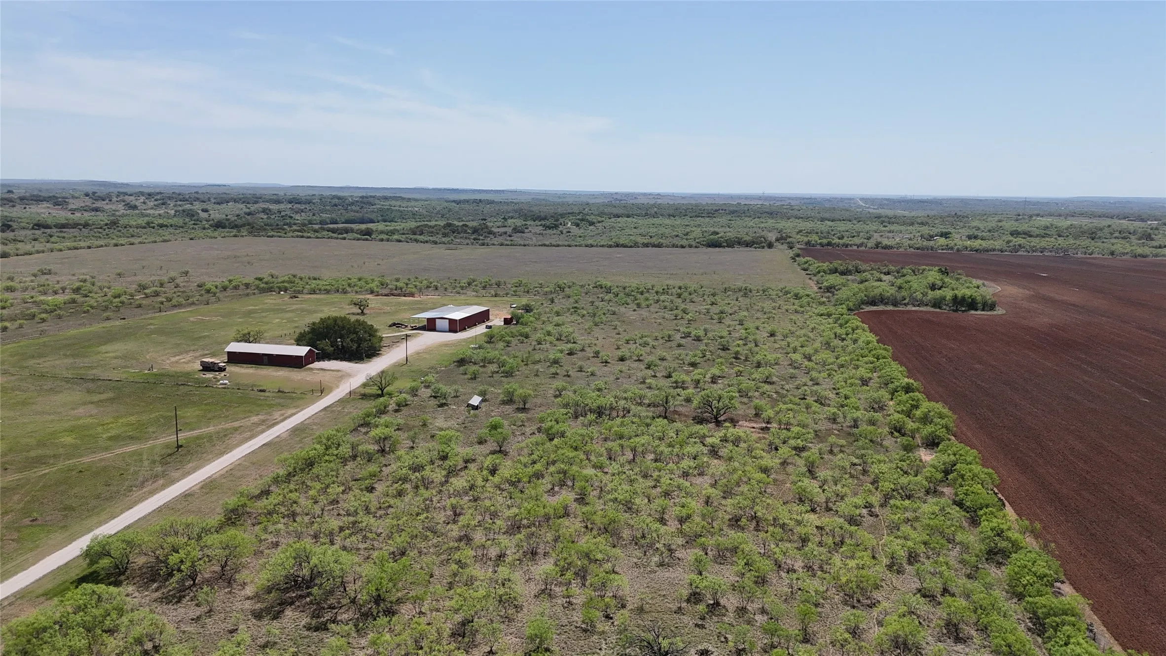 Aerial view of sparsely populated area