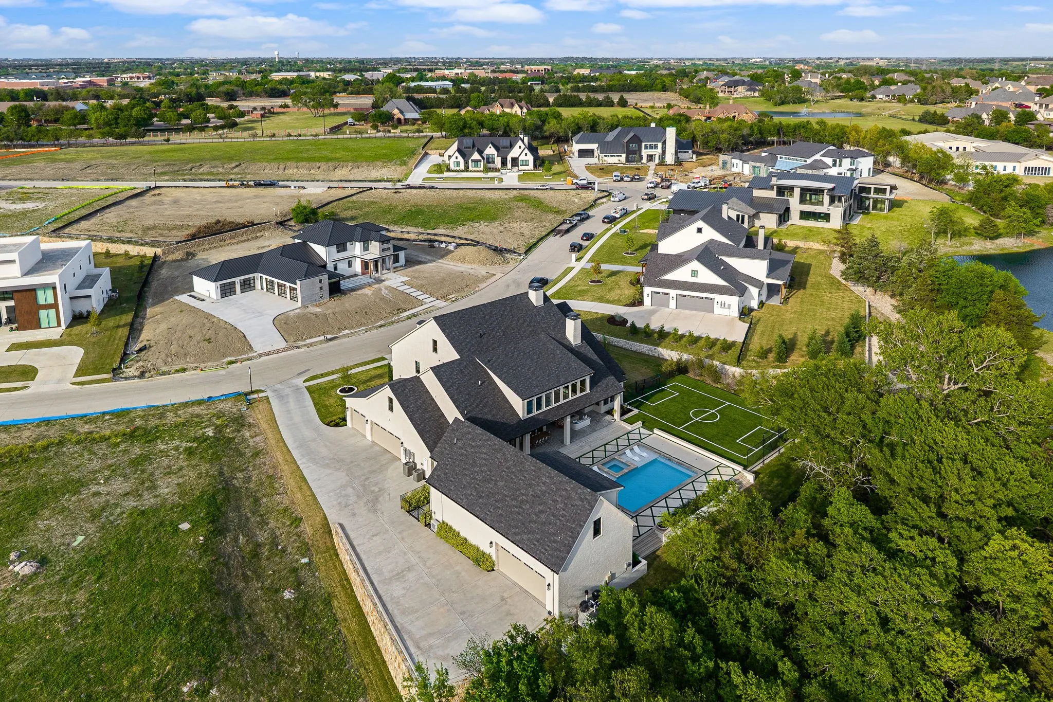 Aerial view showing the privacy along the back of the property