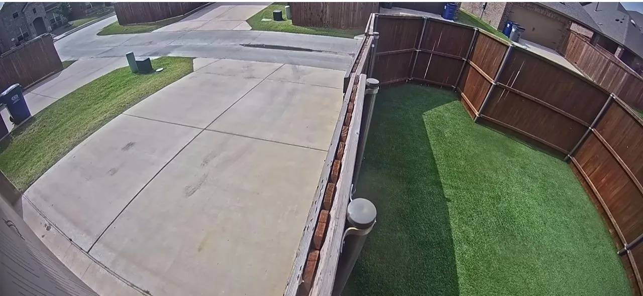 View from Ring flood light camera of driveway
