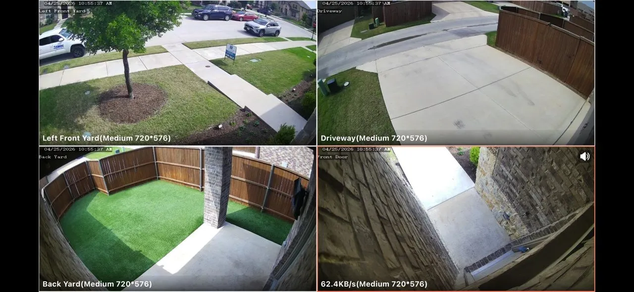 View from security cameras the remain with the home