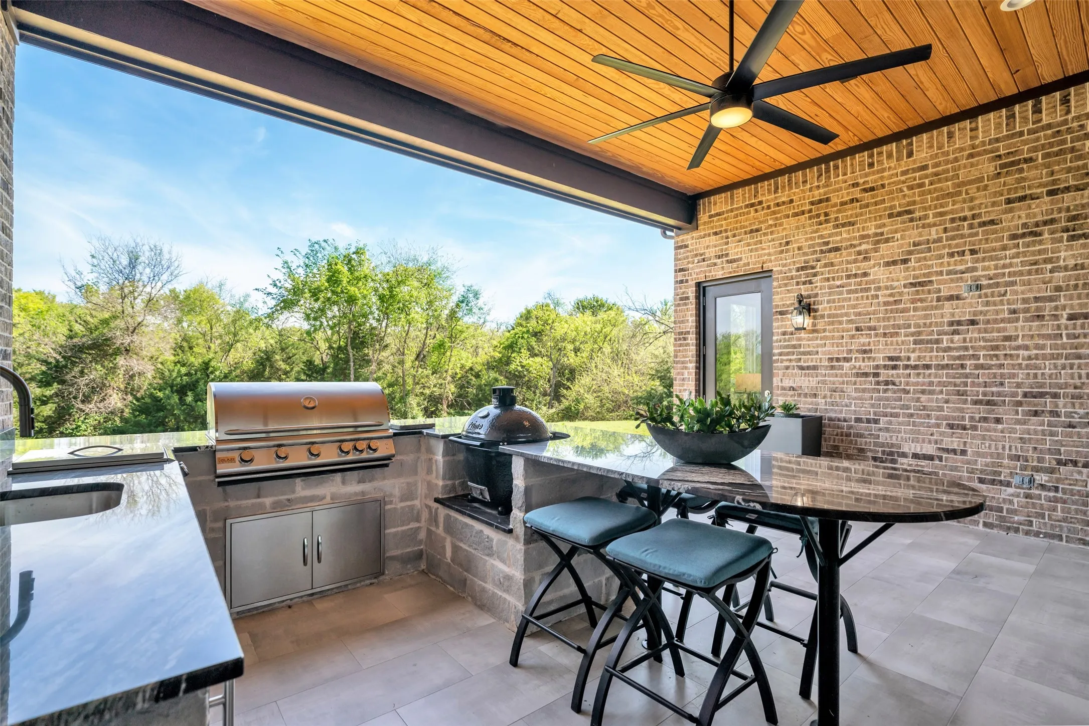 Extended bar top for patio seating.