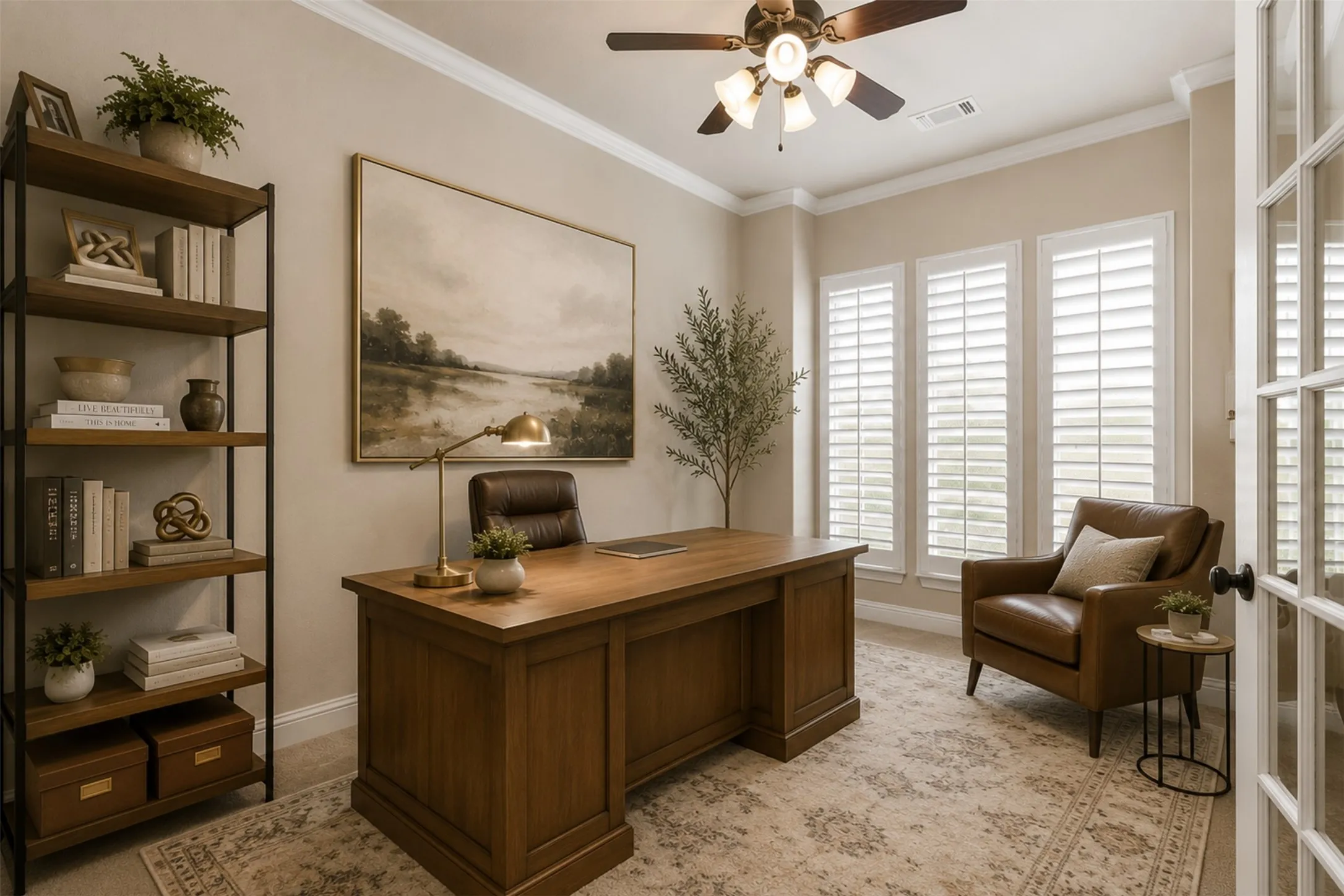 Virtually staged office off of the entry