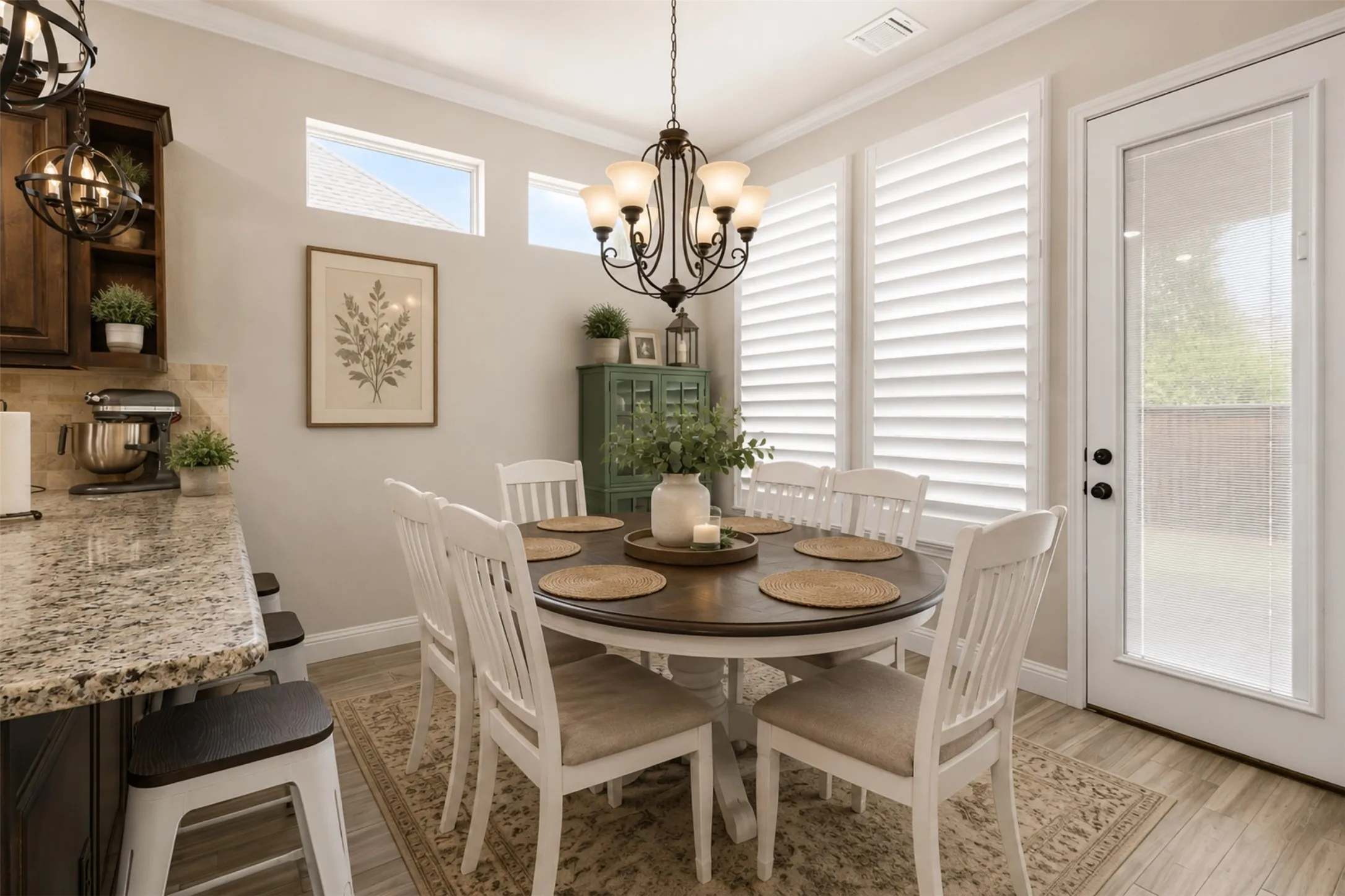 Virtually staged breakfast area
