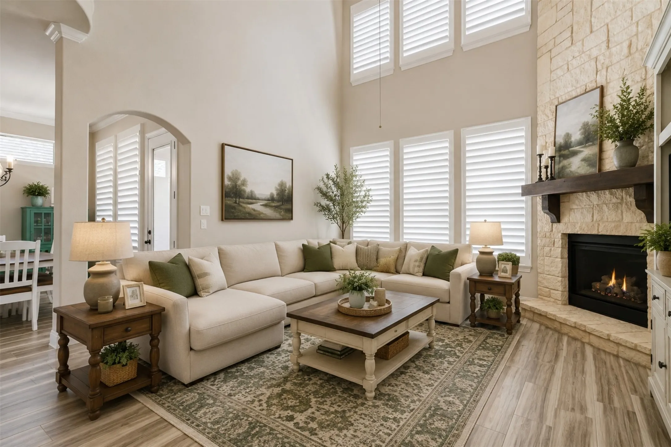 Virtually staged living area