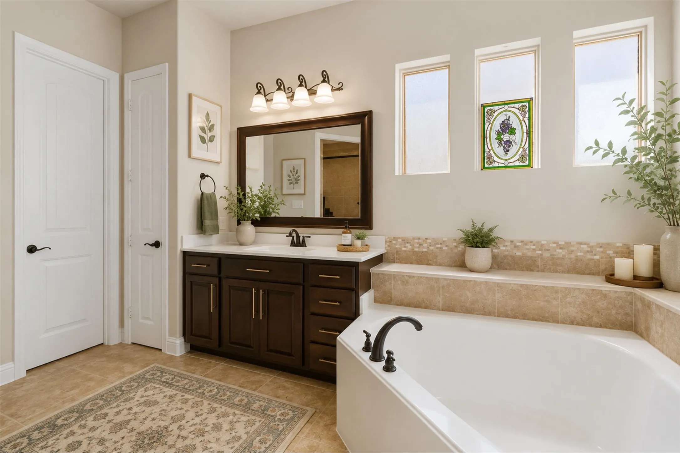 Virtually staged primary bathroom