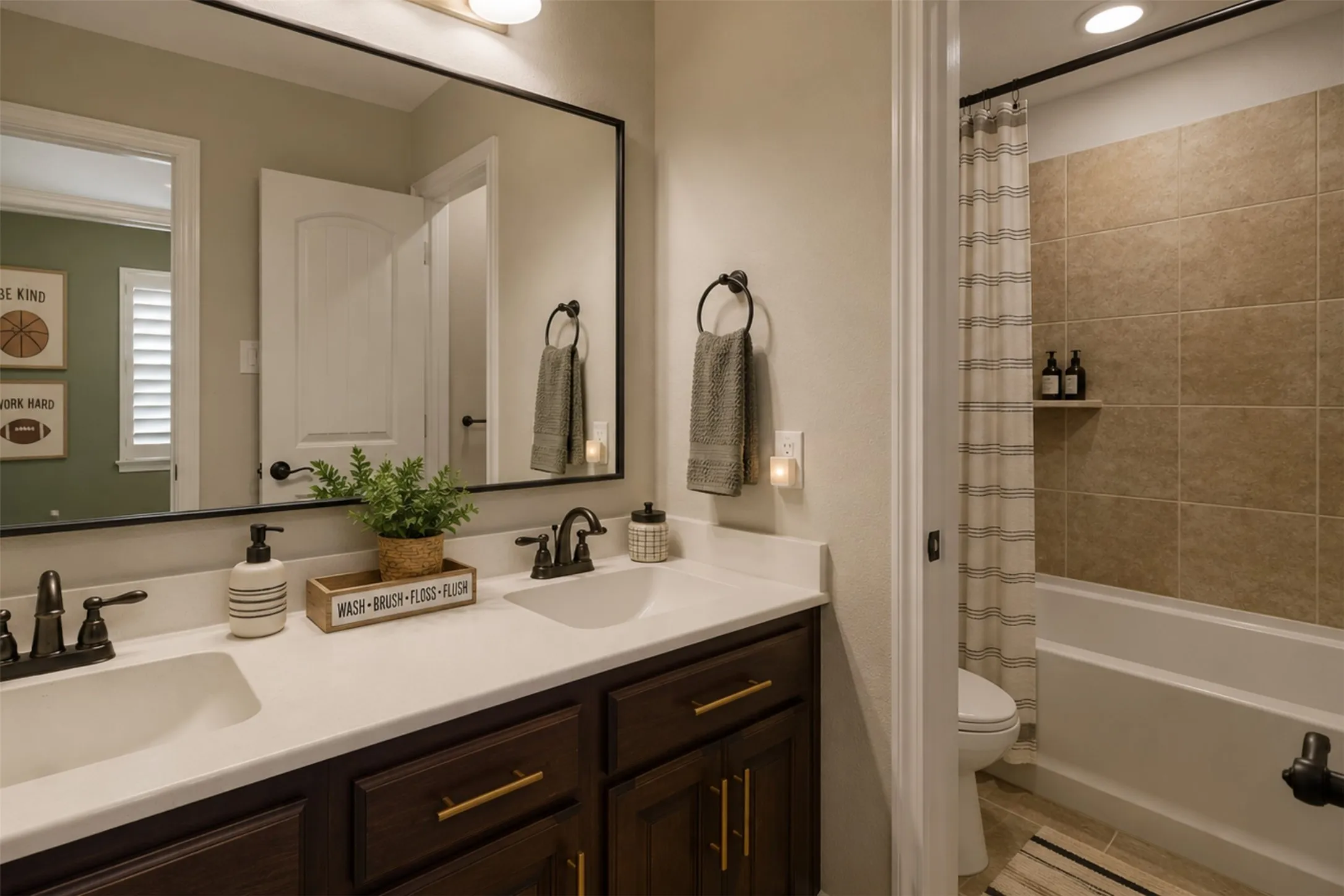 Virtually staged upstairs bathroom