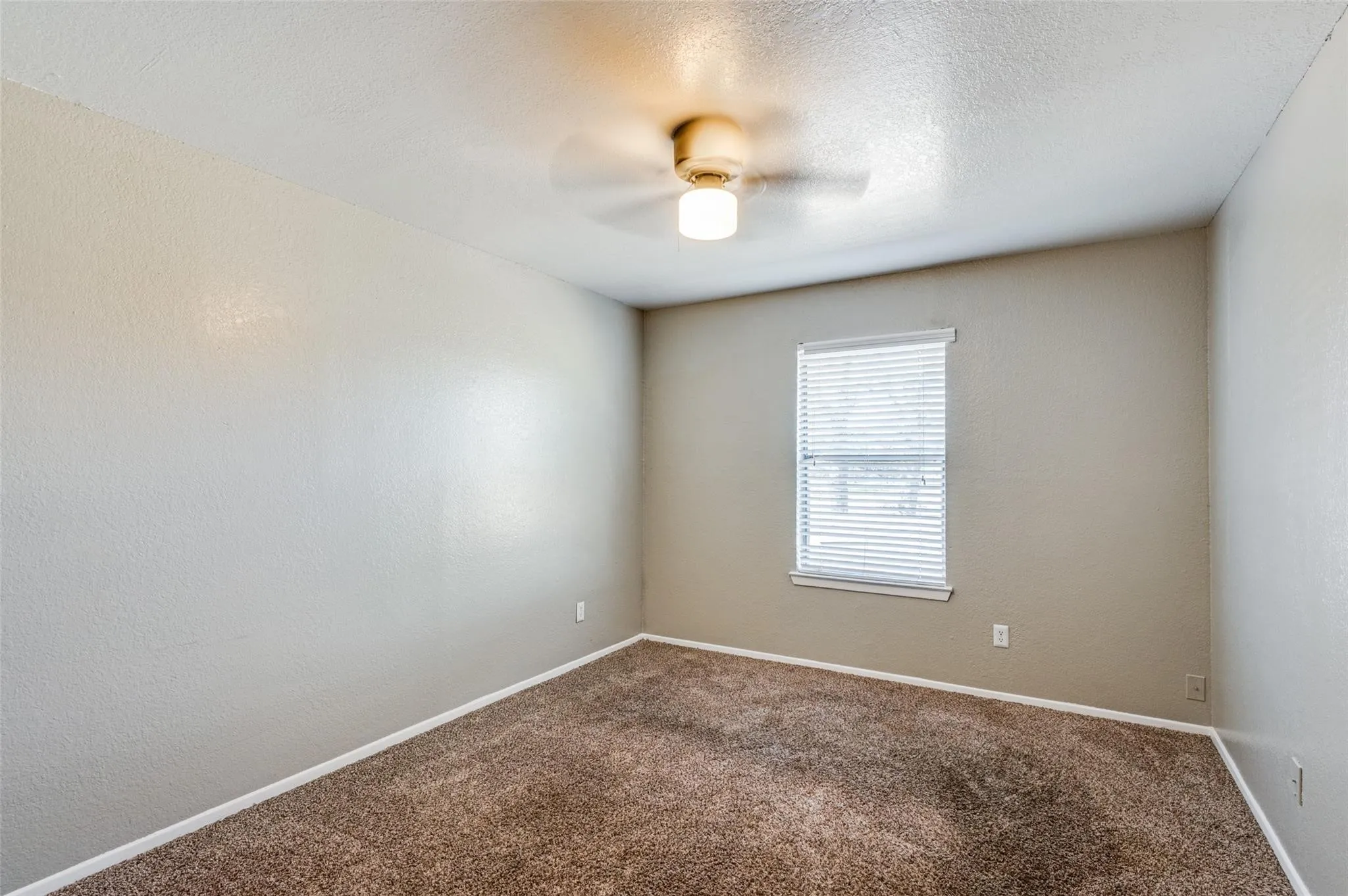 Unfurnished room featuring dark carpet, a ceiling fan, a textured ceiling, and a textured wall