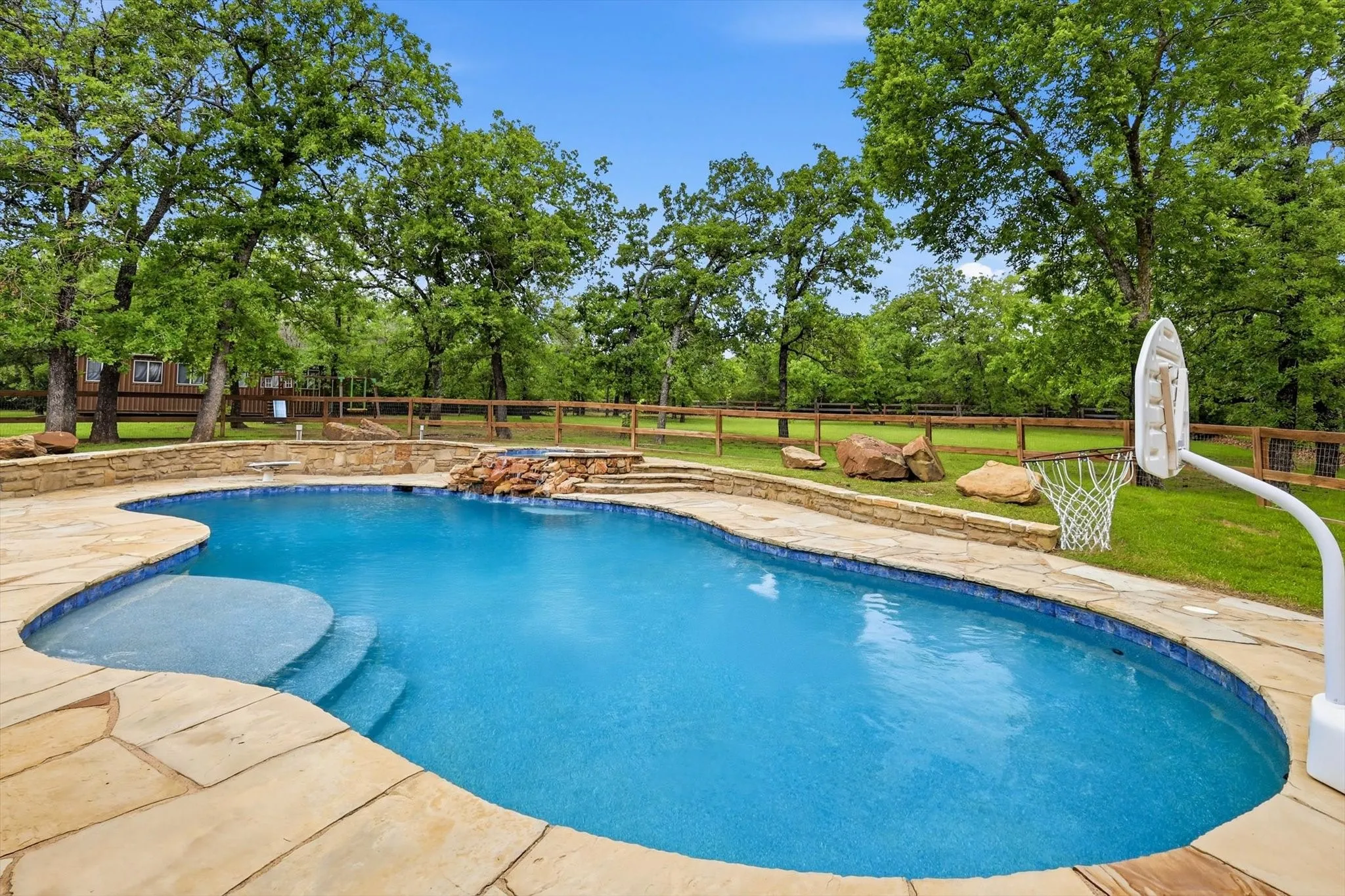 Oversized pool and spa.