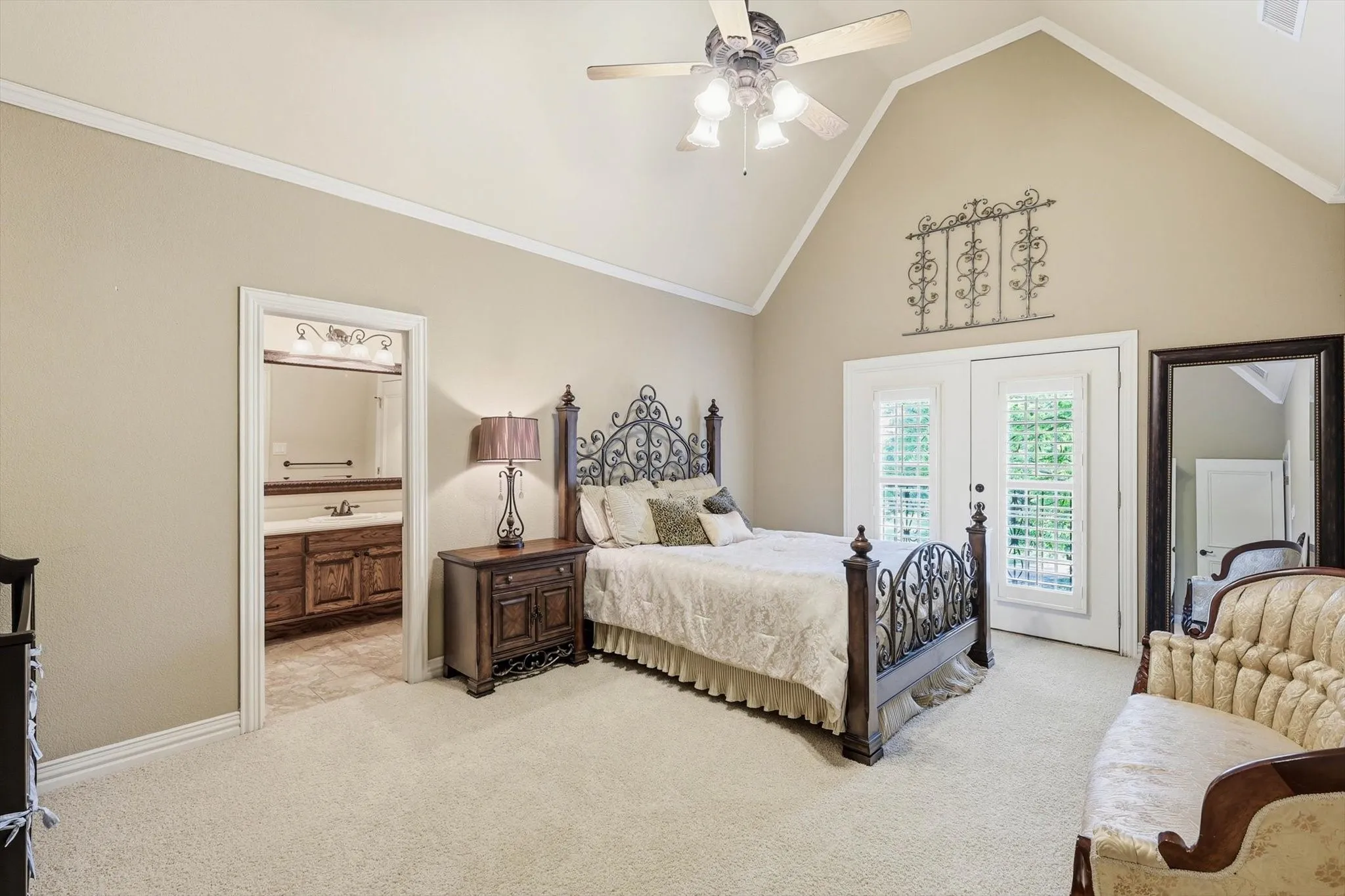 Upstairs bedroom with Juliet Balcony