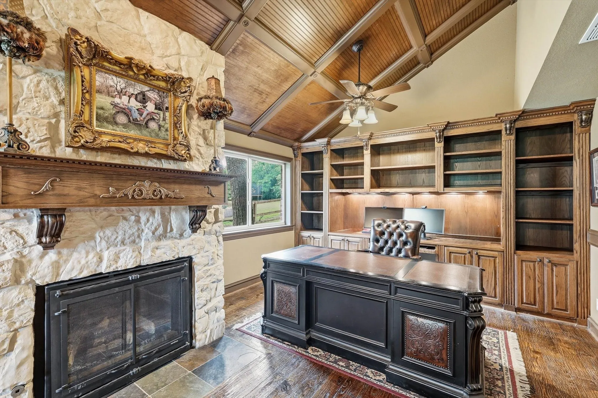 Large private office space with fireplace