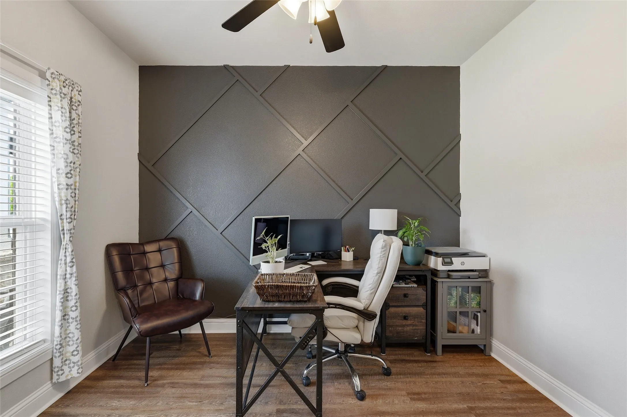 Office, with window looking at front yard