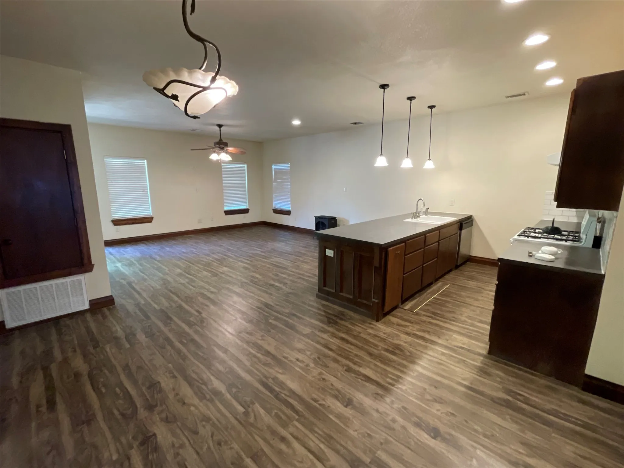 Dining, kitchen and living area. Open concept!